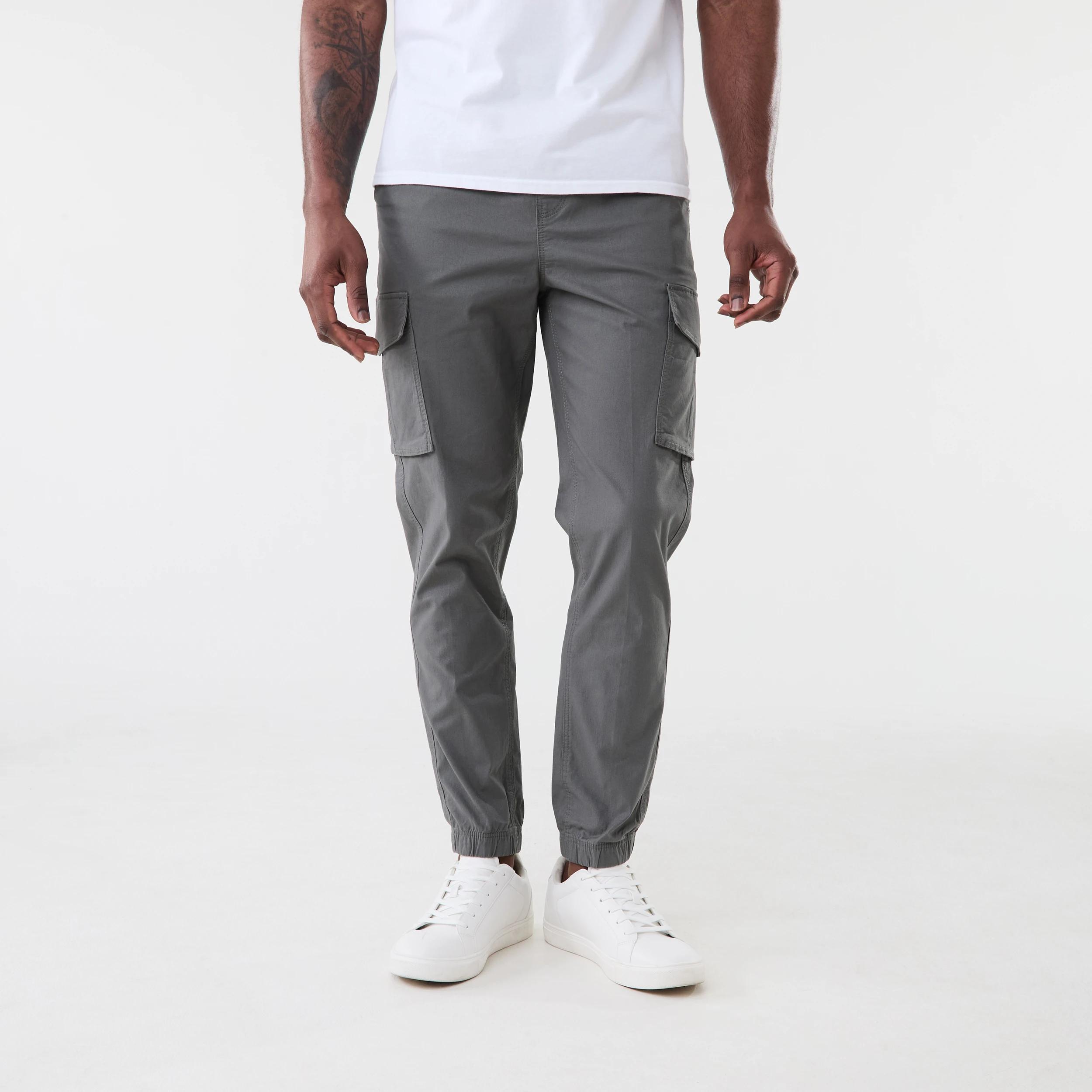 1 Elastic Waist and Cuffed Cargo Pants SEAL GREY, 1 of 6