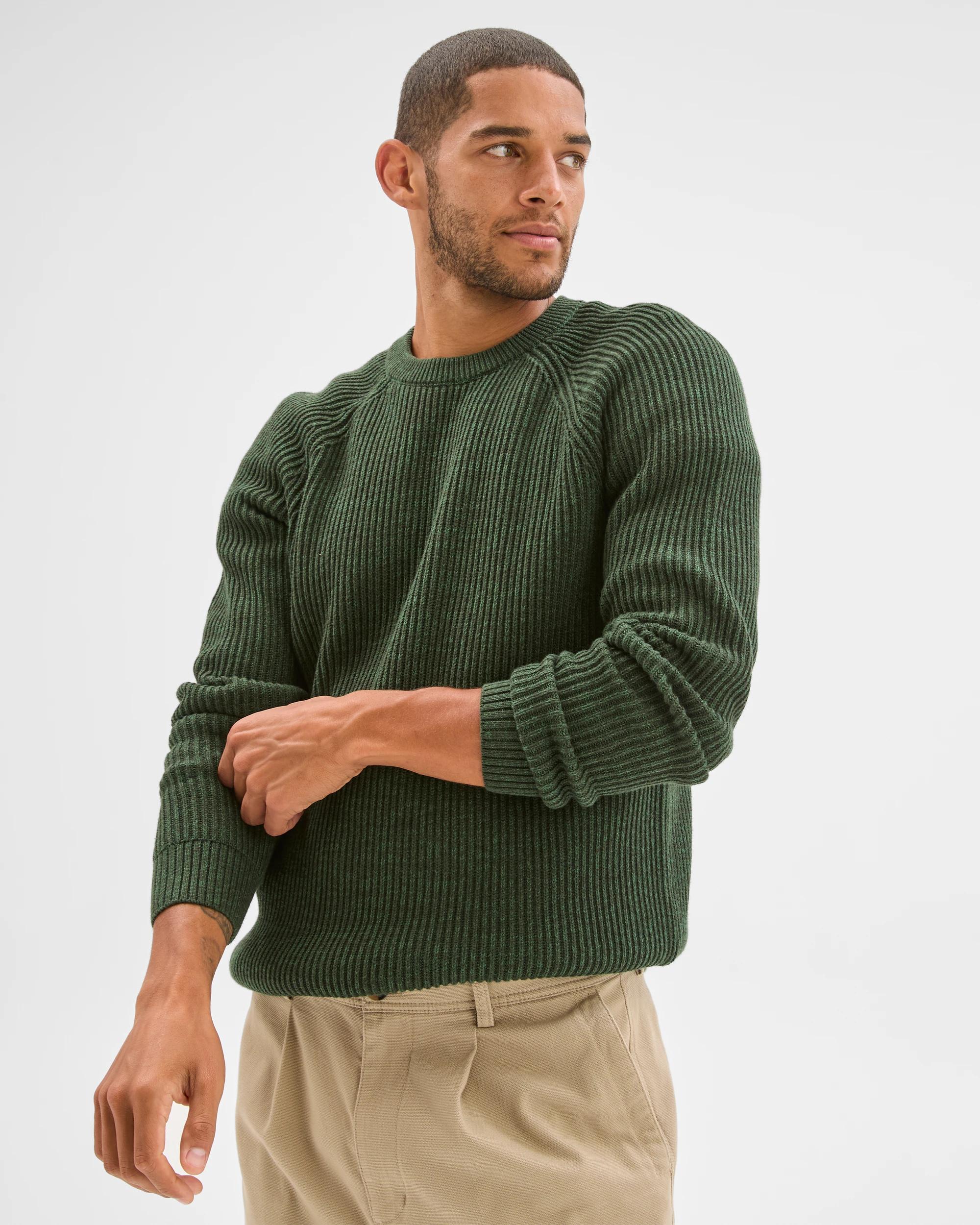 1 Target Man Australian Cotton Fisherman Knit Jumper GREEN, 1 of 6