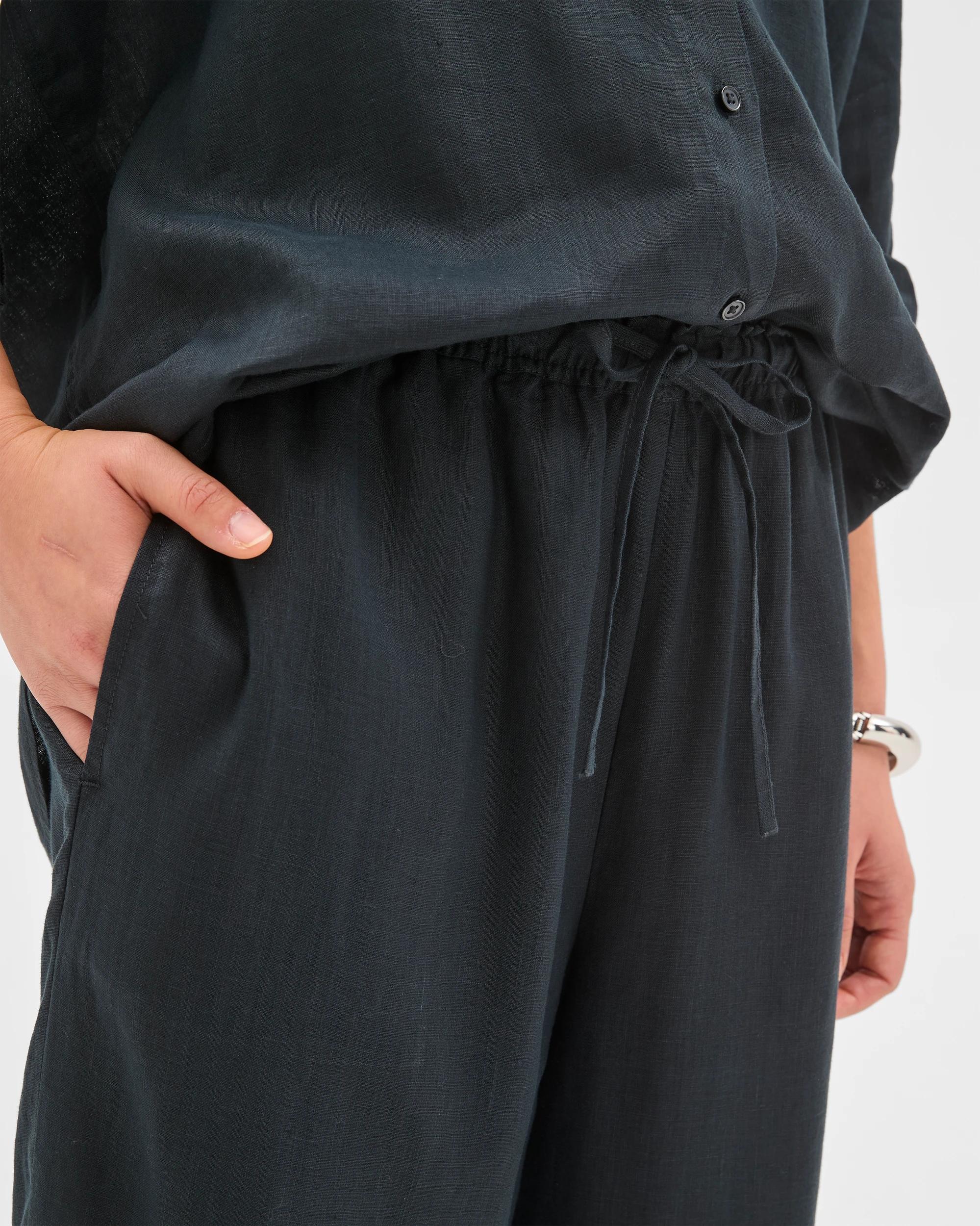 5 Target Woman European Linen Wide Leg Pants BLACK, 5 of 6