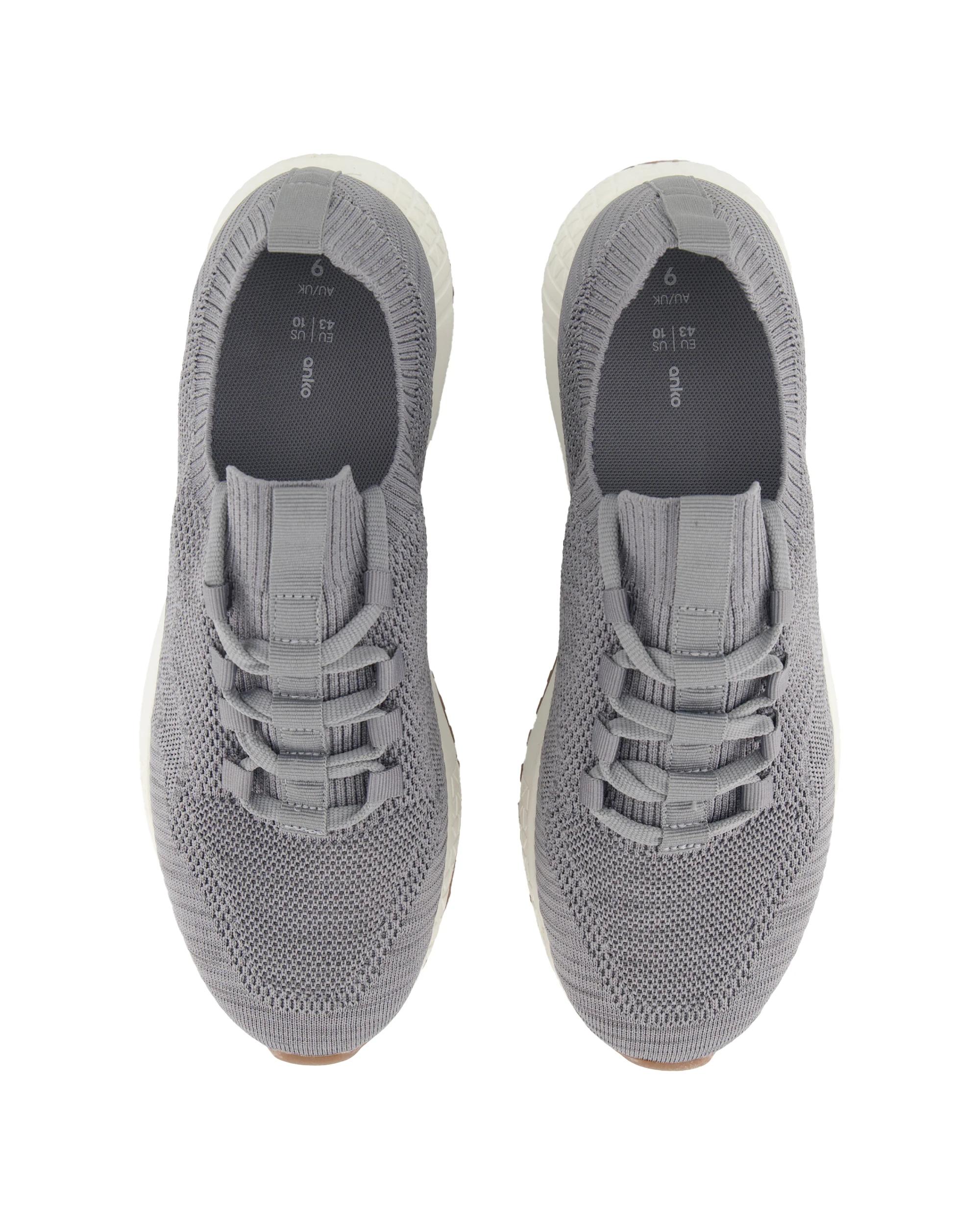 3 Knitted Lace Up Sneakers Grey Marle, 3 of 5