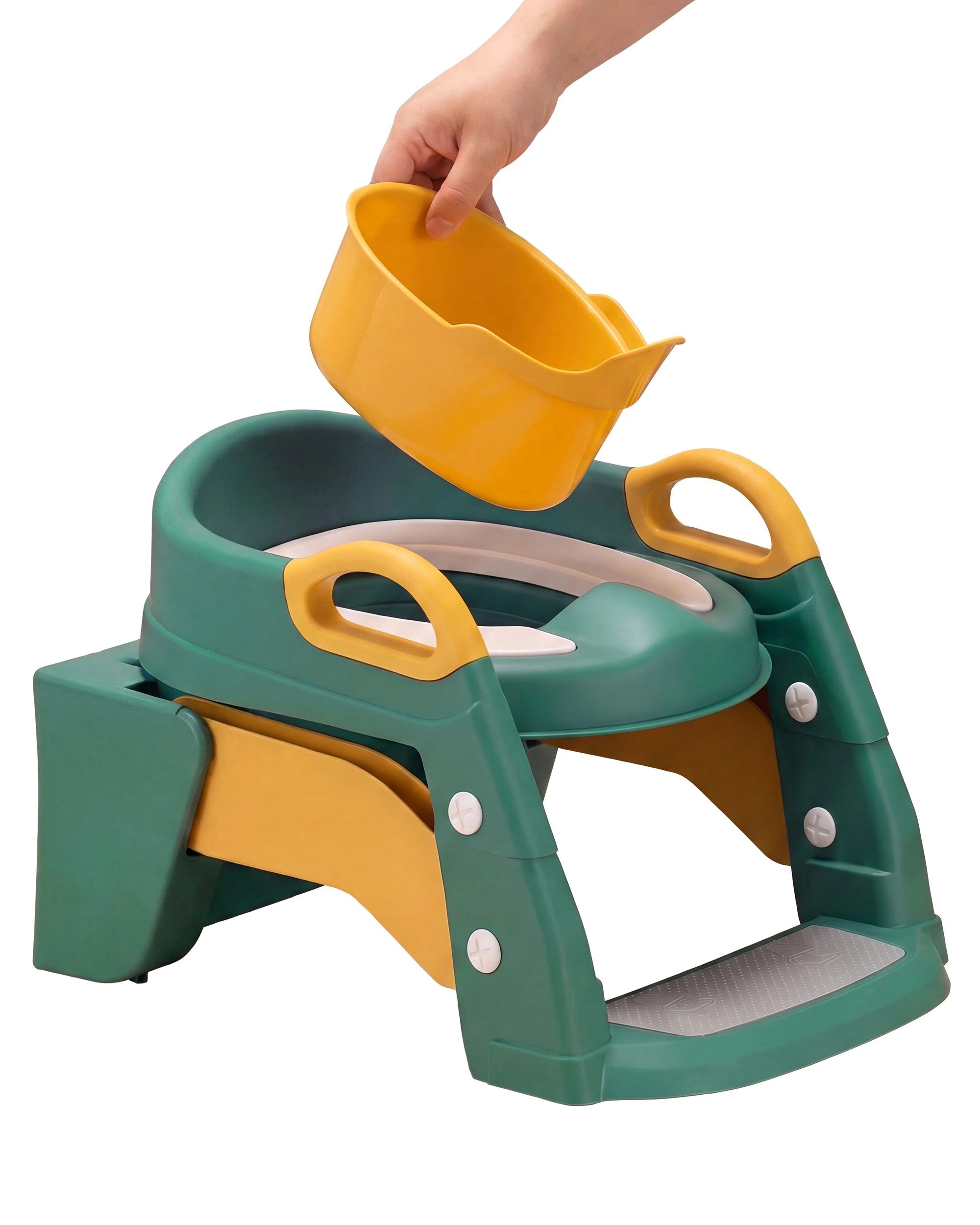 5 Playpals Potty Trainer Toilet Seat Foldable Kids Toddler Toilet Training w/ PU cushion Green, 5 of 10