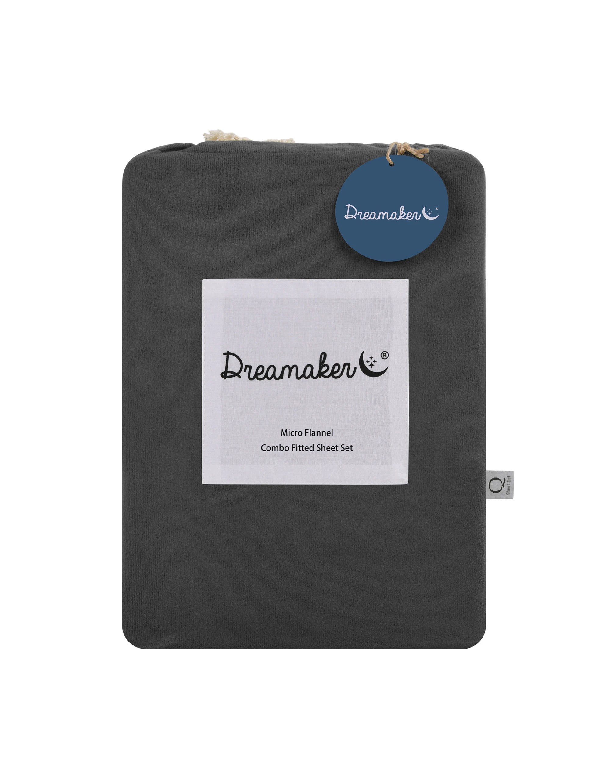 4 Dreamaker Micro Flannel Combo Fitted Sheet Set - Single Bed - Charcoal, 4 of 4