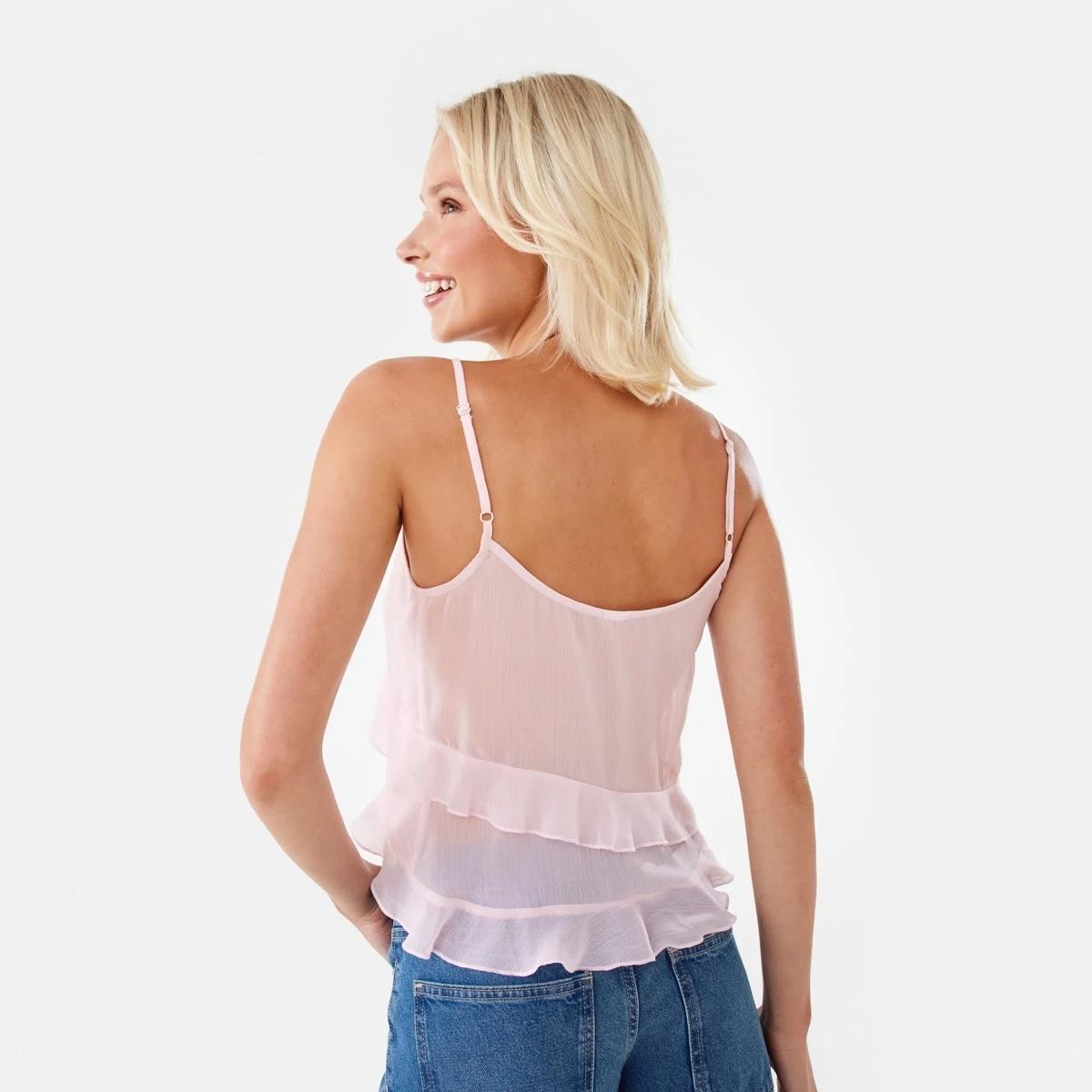 8 Sleeveless Asymmetrical Ruffle Cami Soft Pink, 8 of 10