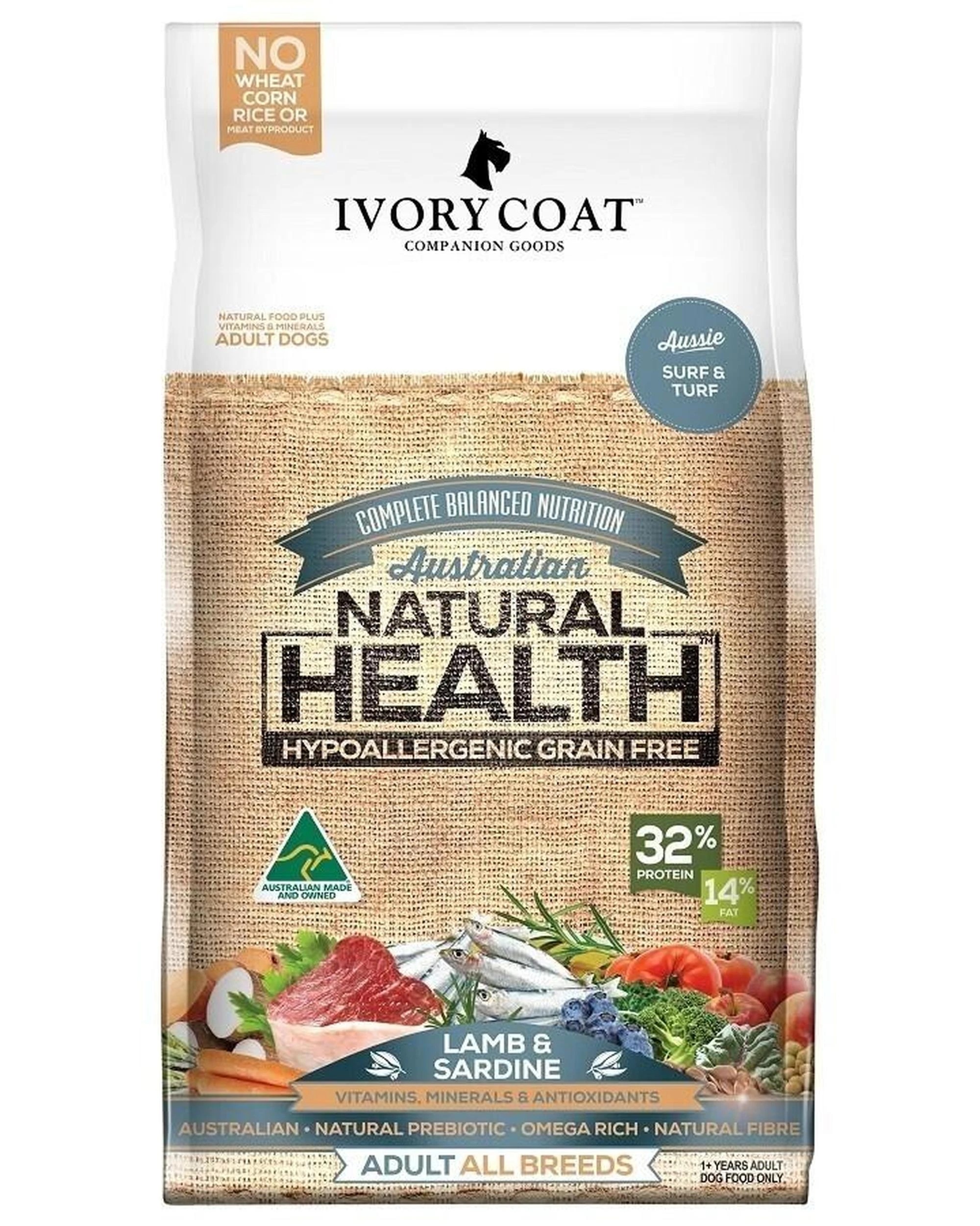 1 Ivory Coat Dog Adult 1+ Grain Free Lamb & Sardine 13kg, 1 of 1