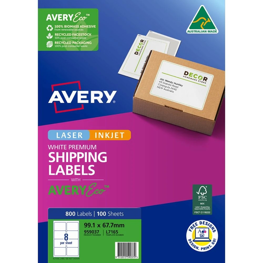 2 Avery Premium White Shipping Labels AveryEco 8UP 100 Sheets, 2 of 8
