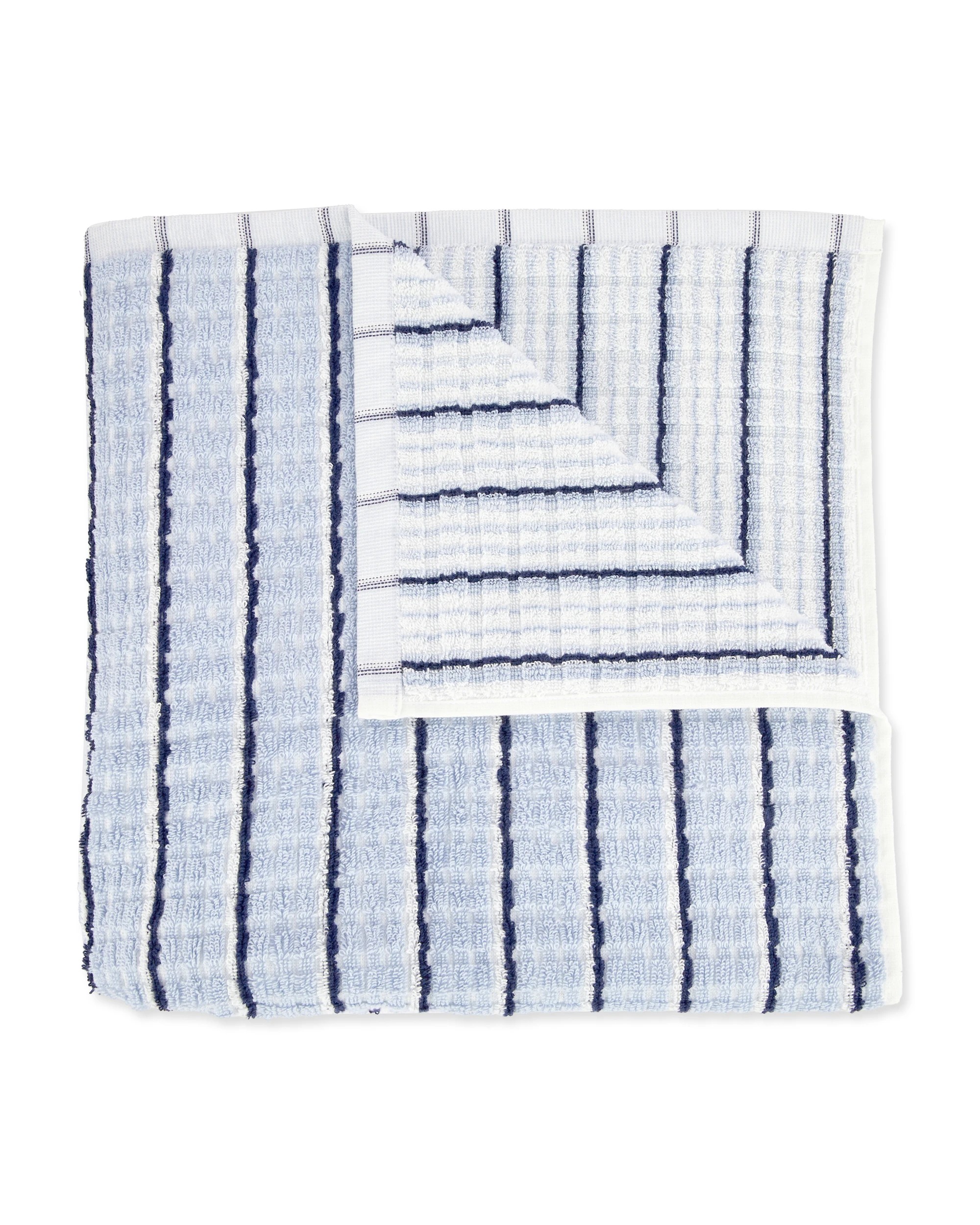 1 Pinstripe Cotton Bath Towel - Blue, 1 of 5