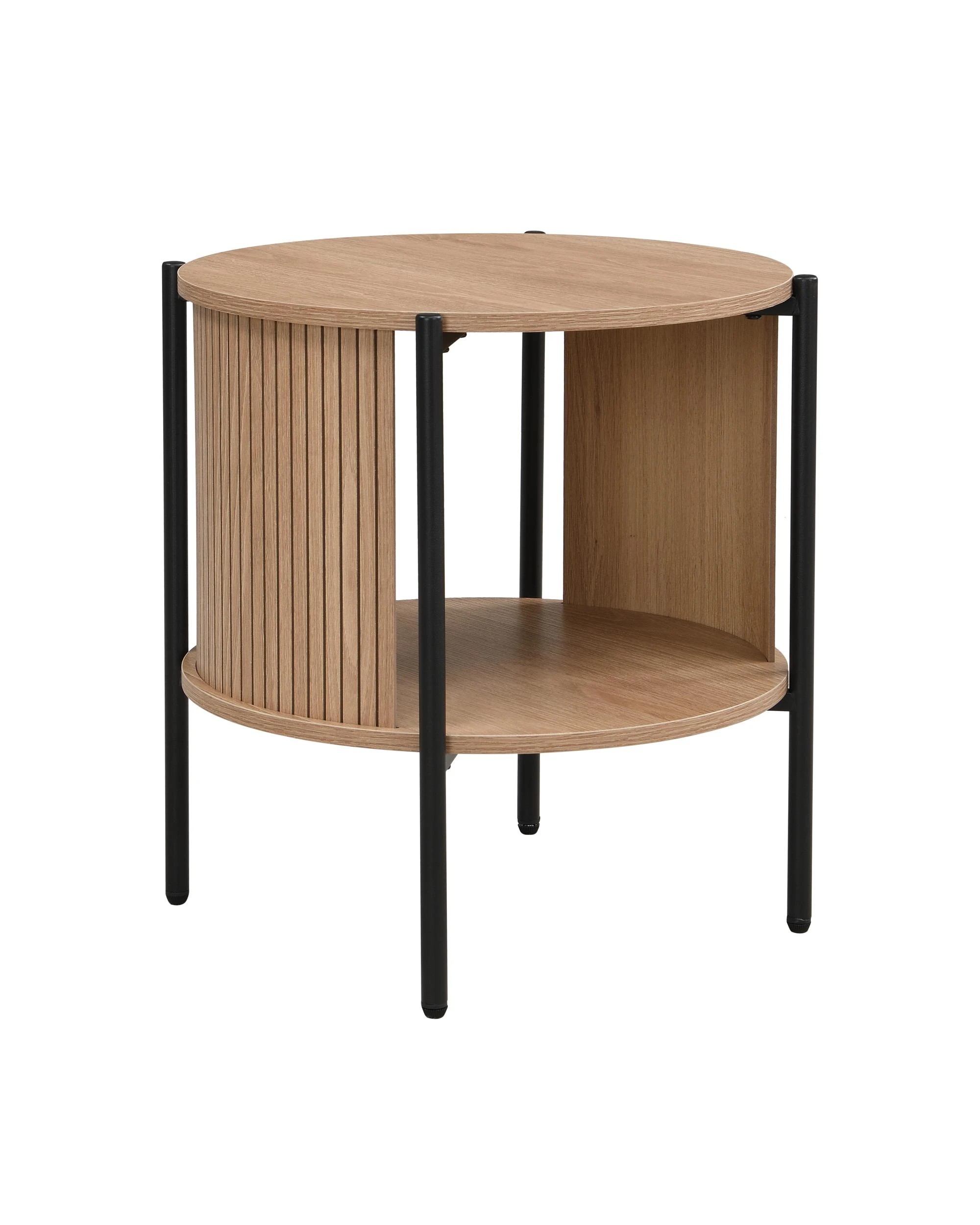 1 Kodu Side Table Round Oak - Black, 1 of 8