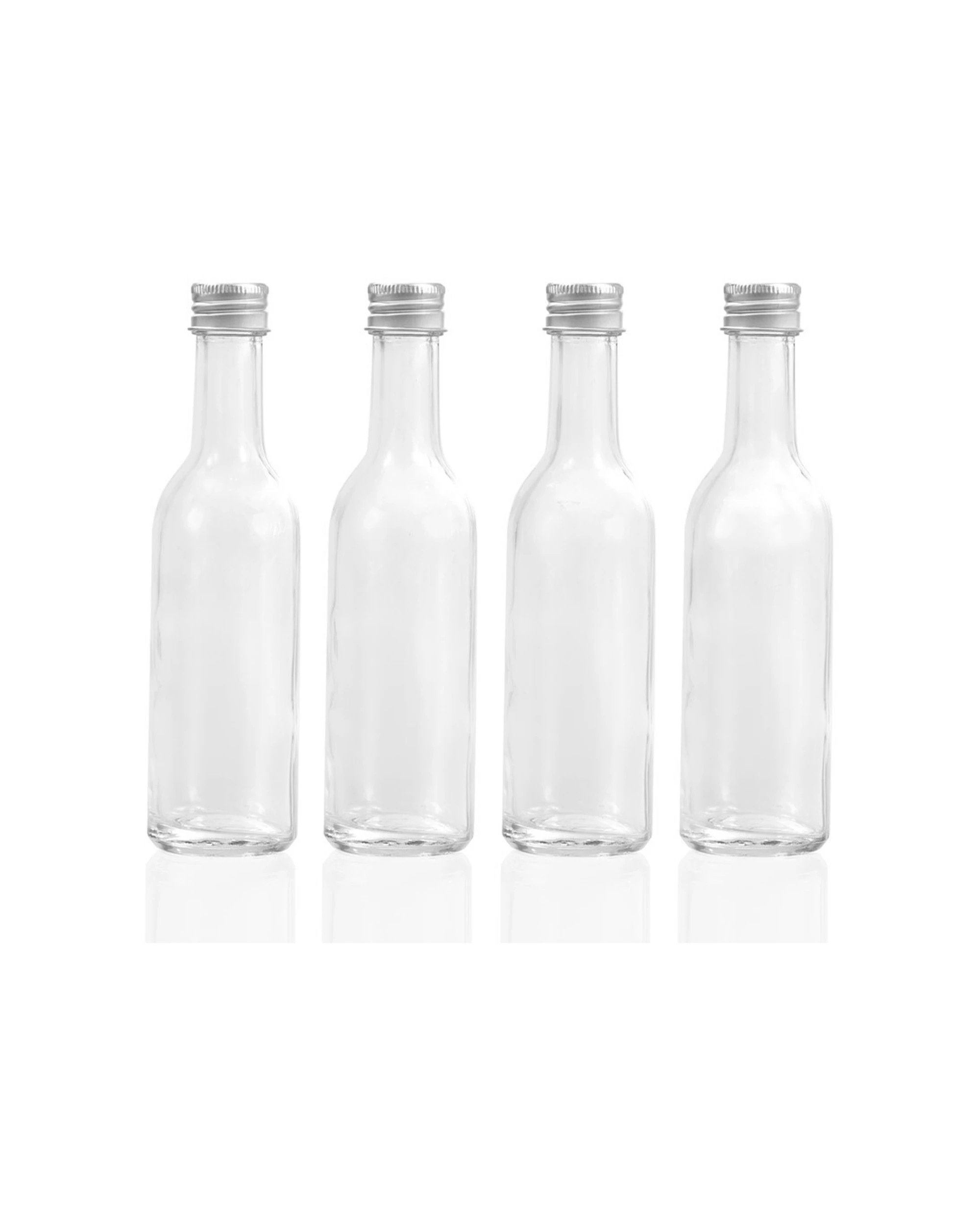 2 4pk Lemon & Lime 120ml Long Neck Mini Bottle Capri Glass W/ Silver Lid Storage
 - Clear, 2 of 4
