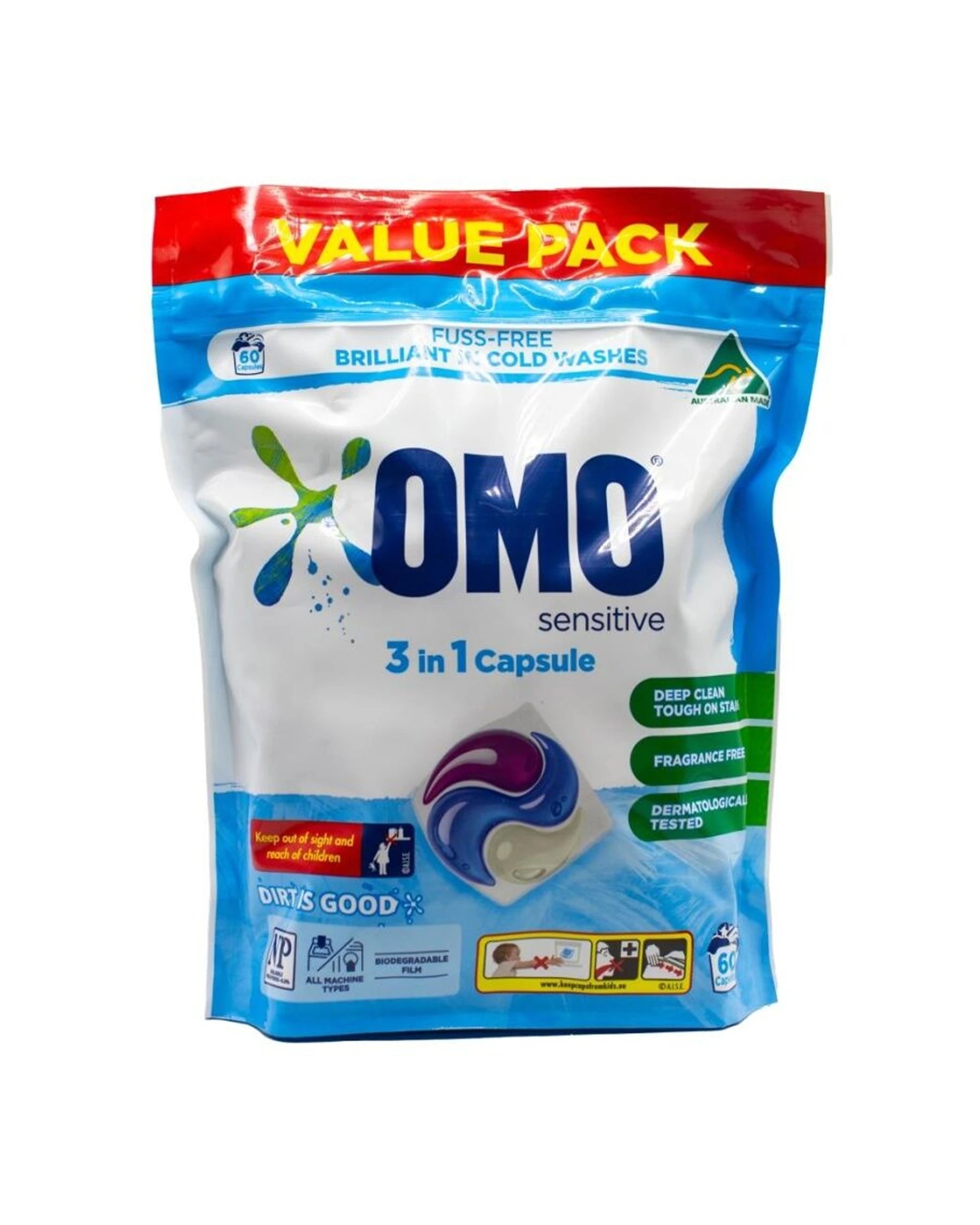 2 OMO 2PK Sensitive Laundry Capsule Pods Dermatologically Tested 60pk - Plain, 2 of 3