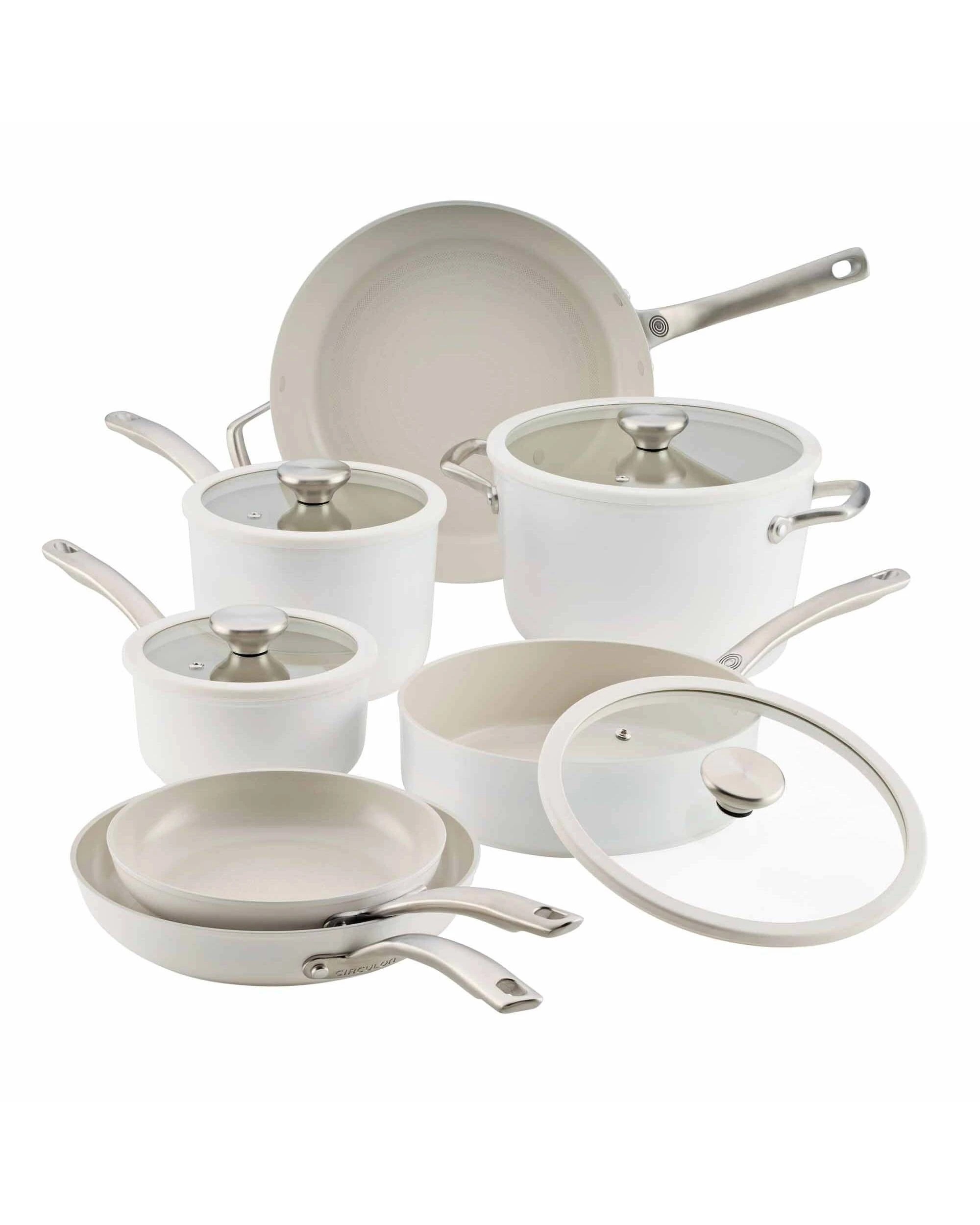 1 Circulon Halo With LaserDefense(TM) Ceramic Nonstick Induction 11 Piece Cookware Set - White, 1 of 1