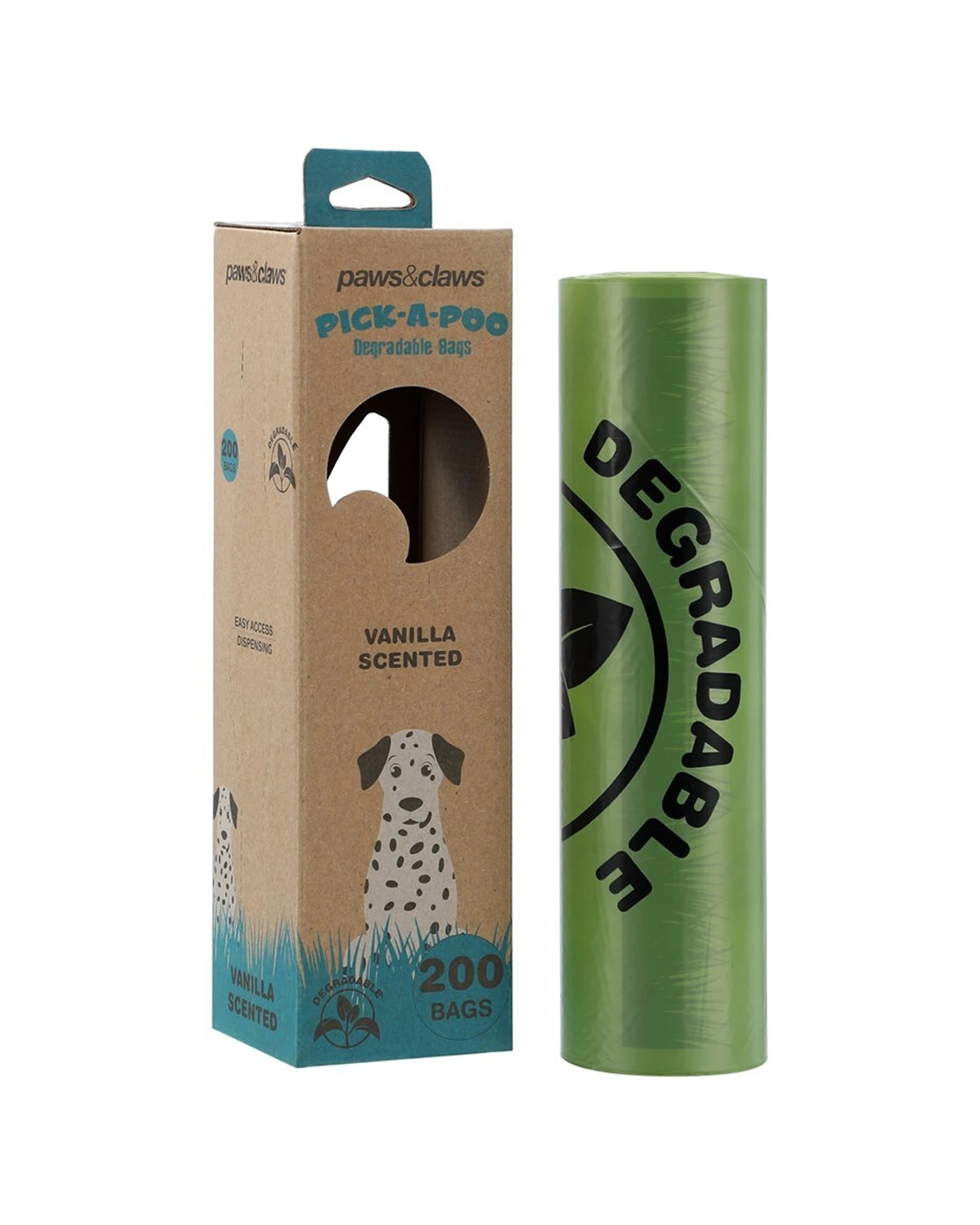 1 Paws And Claws 200pk Pick-a-poo Degradable Dog Waste Bags Dispenser Vanilla Scented
 - Green, 1 of 1