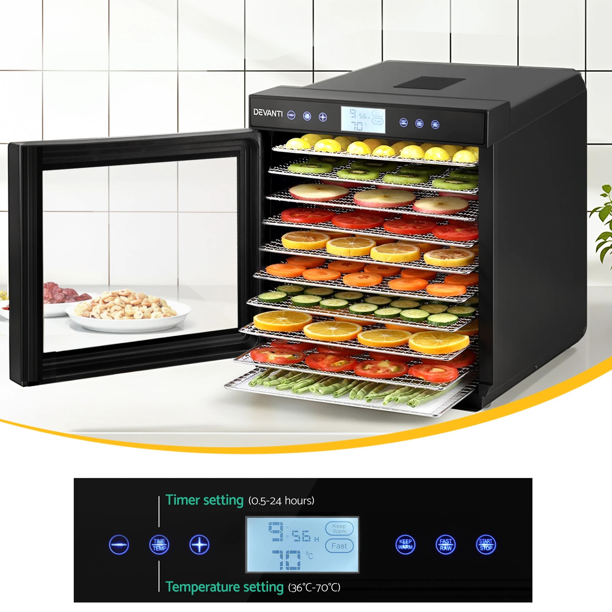 7 Devanti 10 Trays Food Dehydrator with Stainless Steel Tray - Multi, 7 of 9
