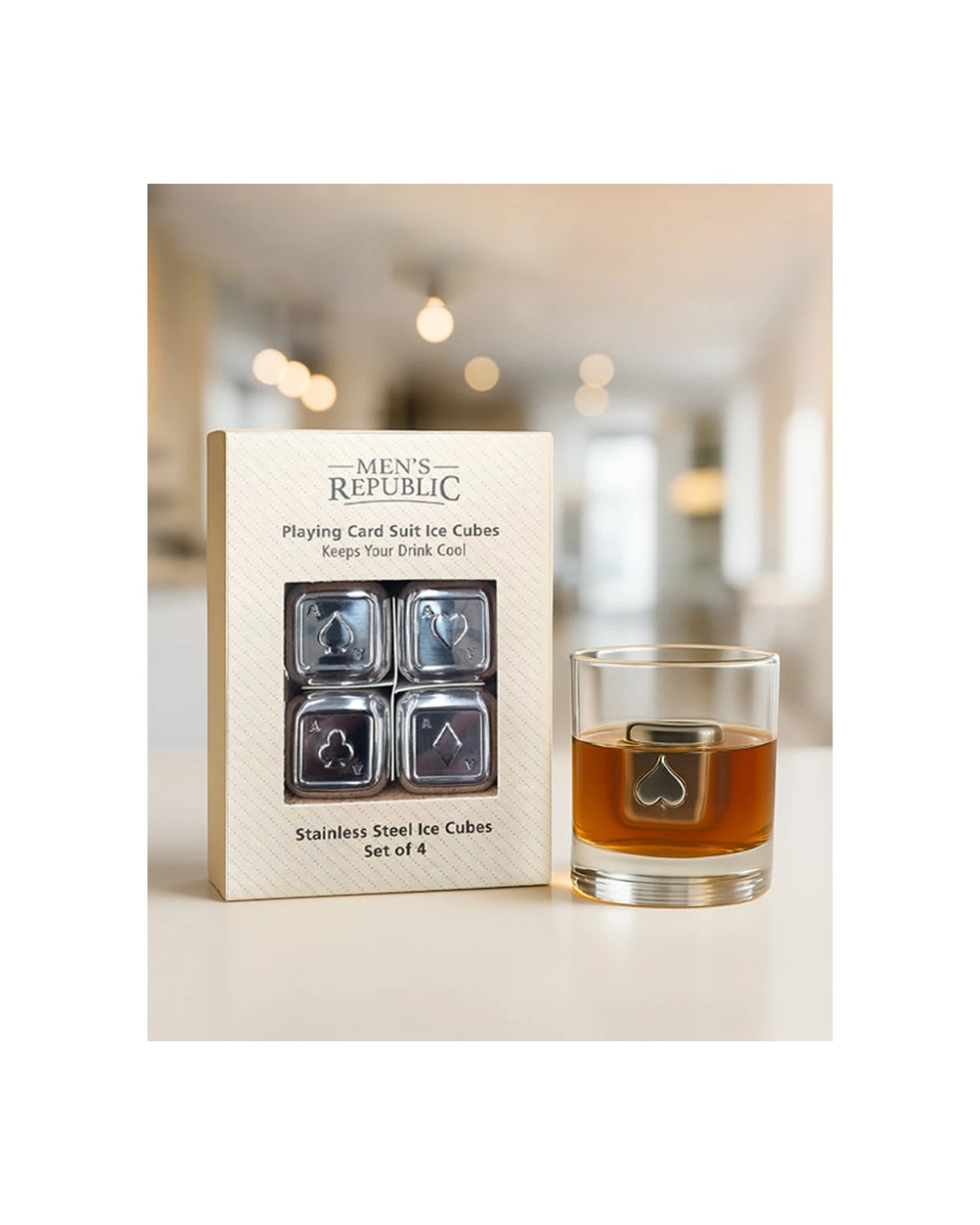 3 Mens Republic 4Pc Playing Card Suits Stainless Steel Ice Cubes Set - Metallic, 3 of 3