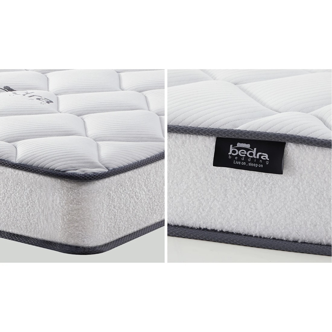 7 Bedra Bedding Double Mattress Bonnell Spring Bed Boucle Fabric 16cm
 - White, 7 of 10