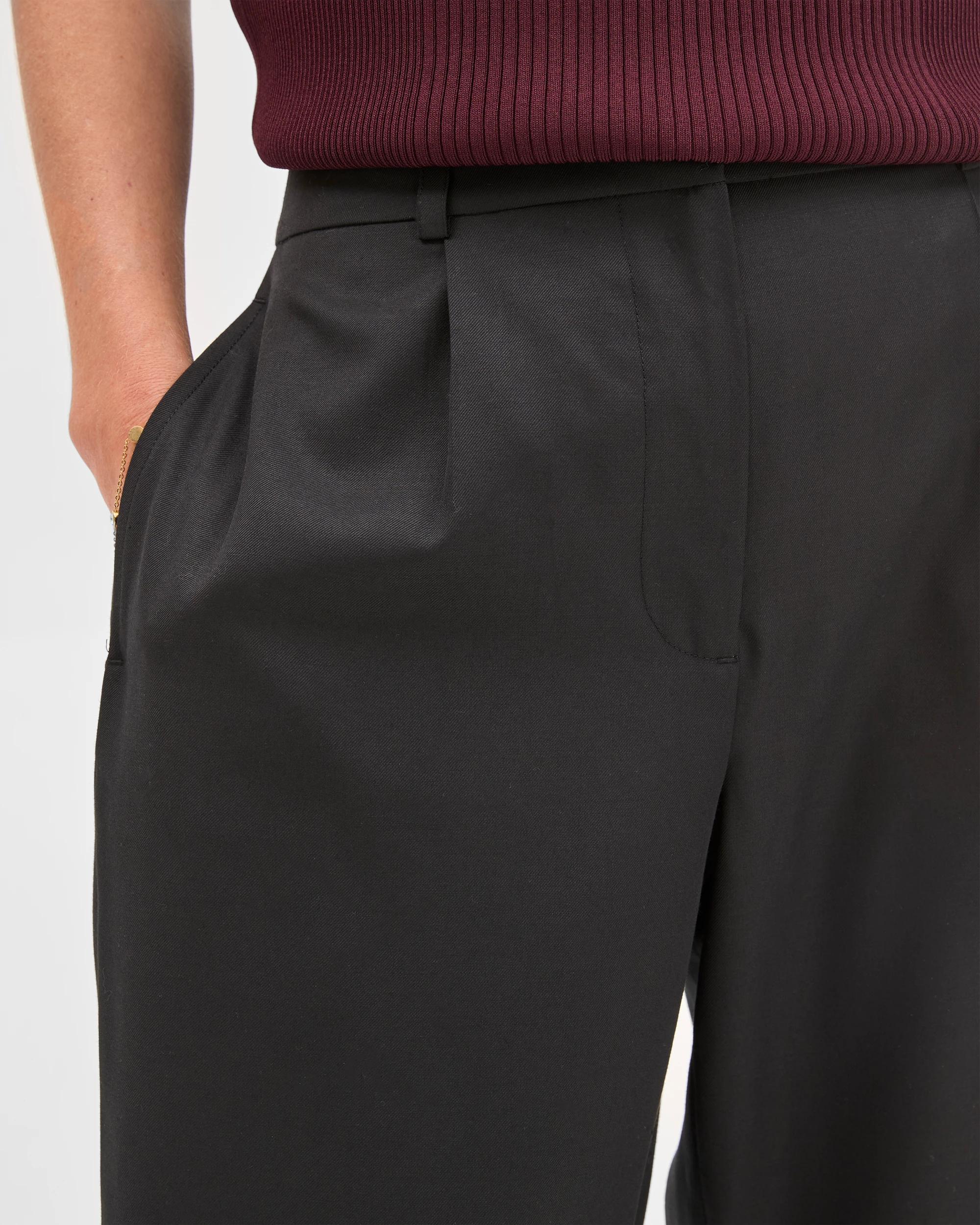 4 Preview Wool Blend Tailored Straight Leg Pants BLACK, 4 of 6