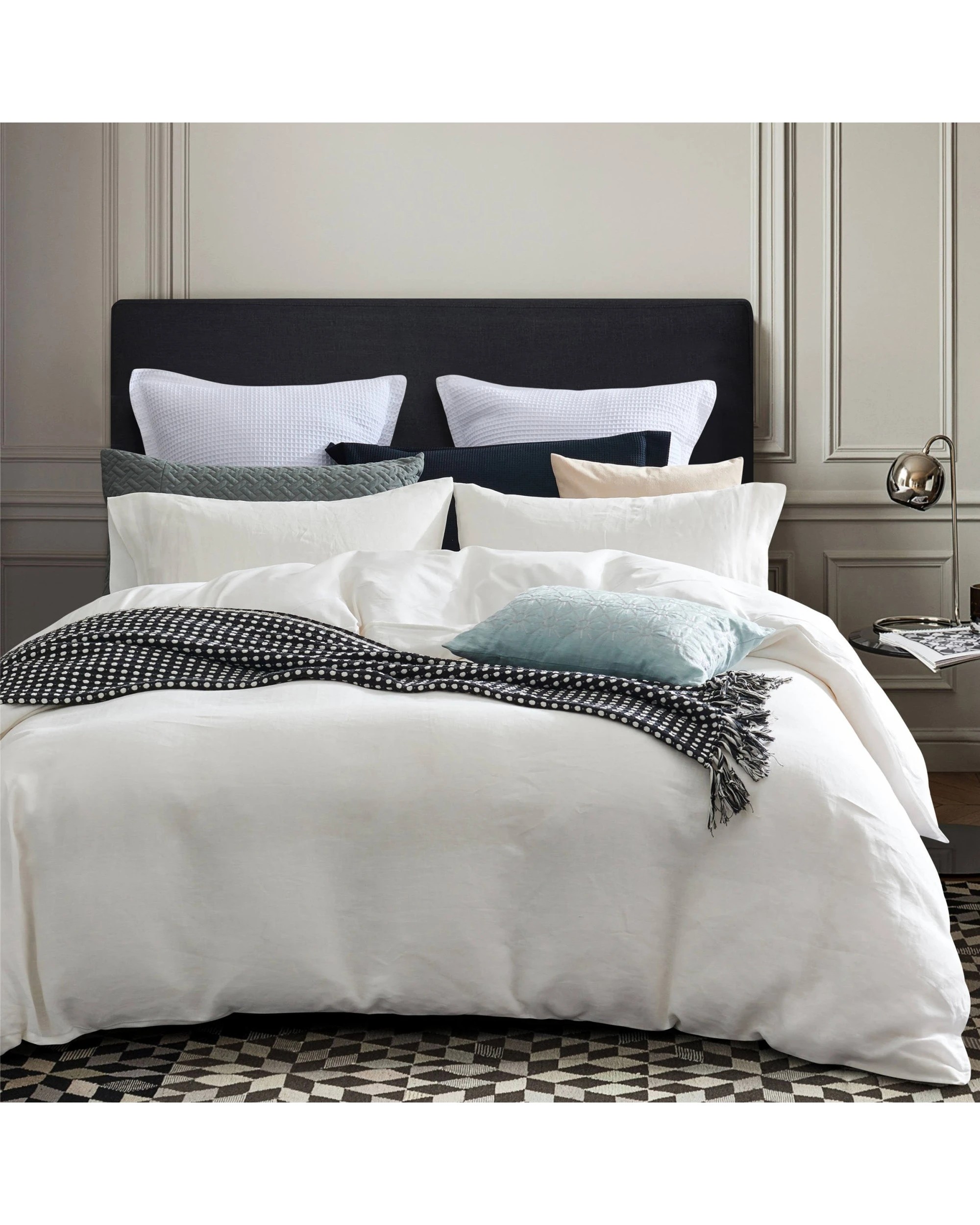 1 Cotton More Vintage Wash Linen Quilt Cover Set Single Off - White, 1 of 6