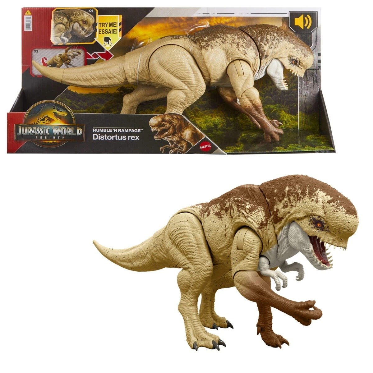 1 Jurassic World Rebirth: Rumble 'N Rampage Distortus Rex Figure, 1 of 6