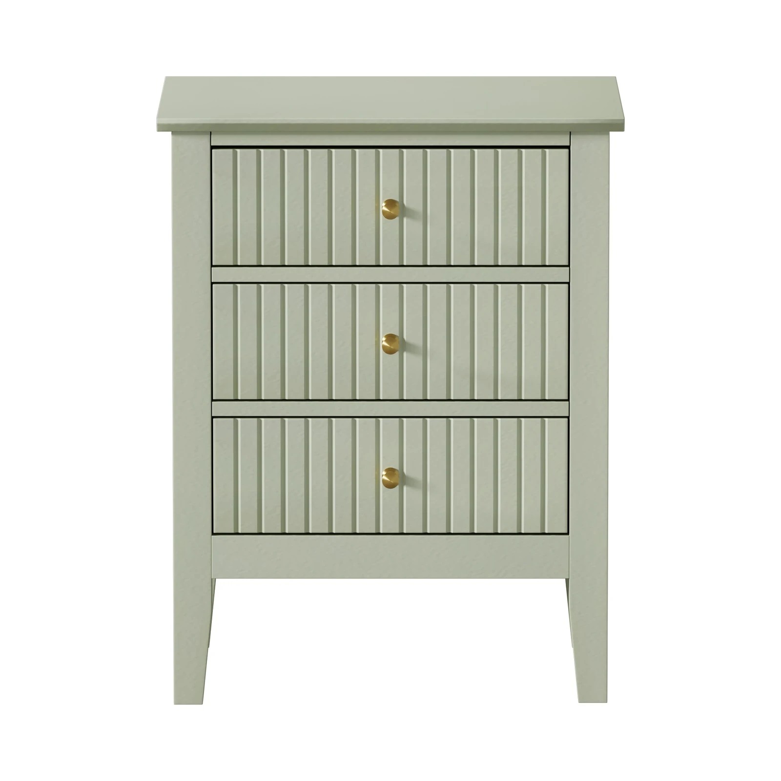 7 Oikiture Bedside Table 3 Drawers Side End Storage Furniture Nightstand
 - Green, 7 of 10