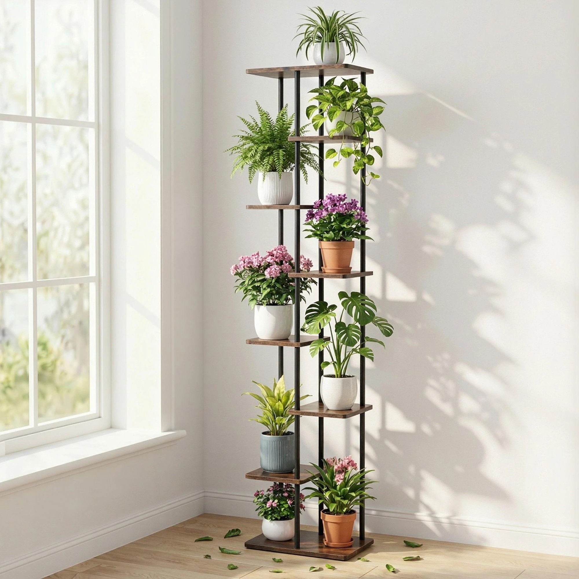 10 Artiss 8 Tiers Plant Stand Metal Flower Pots Shelf Indoor Outdoor Garden Home - Multi, 10 of 10