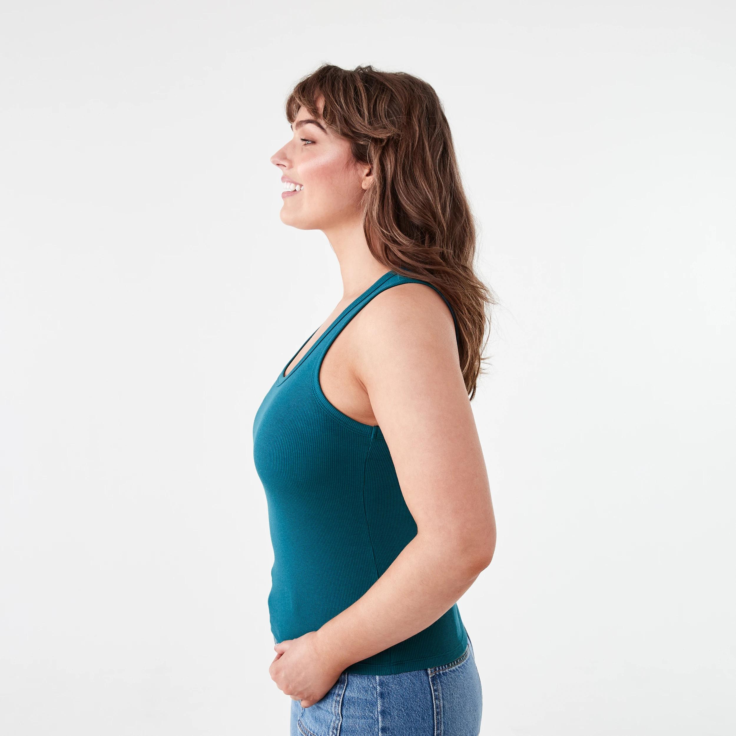 2 Sleeveless Rib Tank Teal Coral, 2 of 5