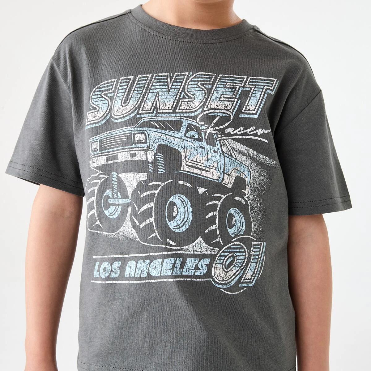4 Chest Print T-shirt SUNSET RACER WASHED GREY, 4 of 6