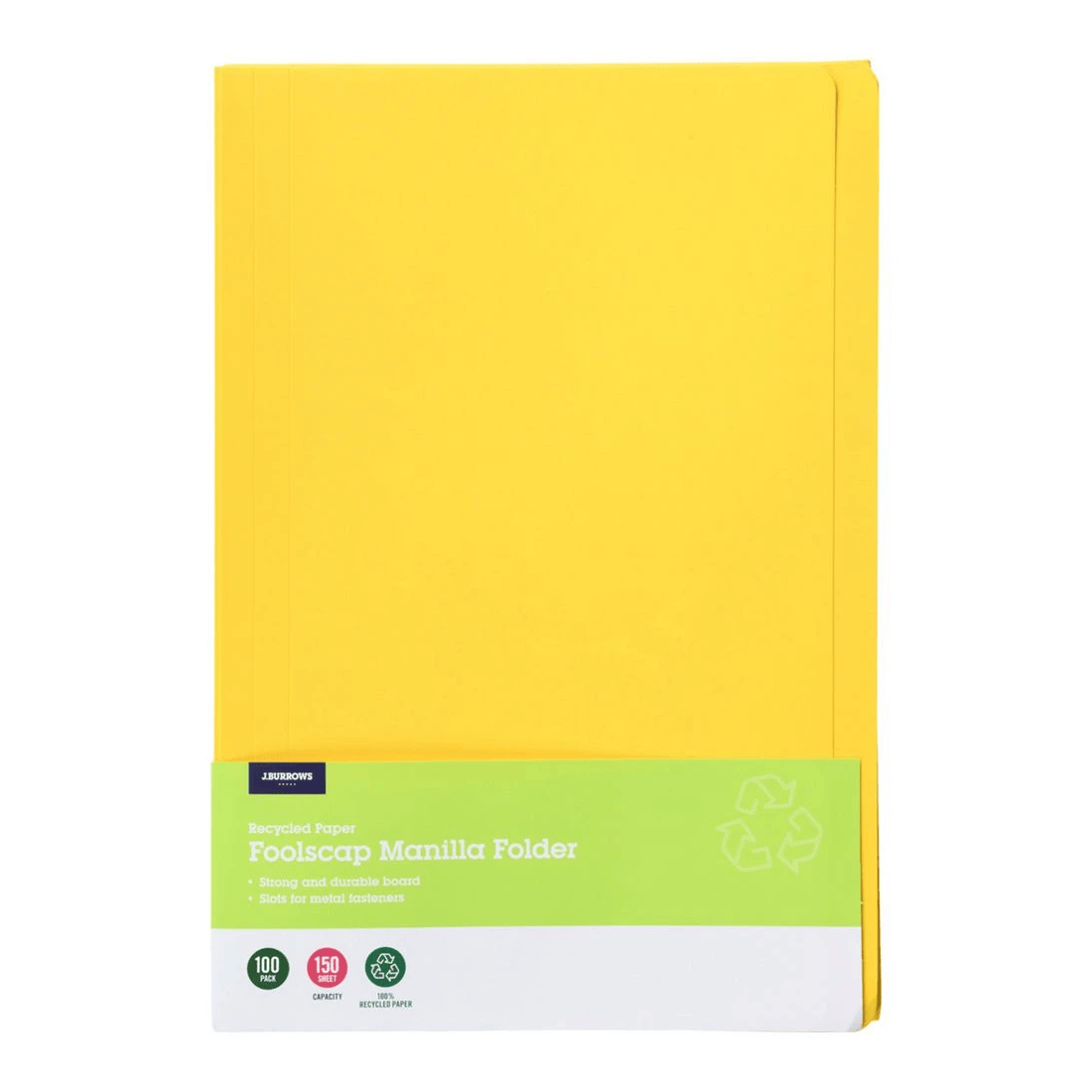 J.Burrows Foolscap Manila Folder Yellow 100 Pack - Kmart