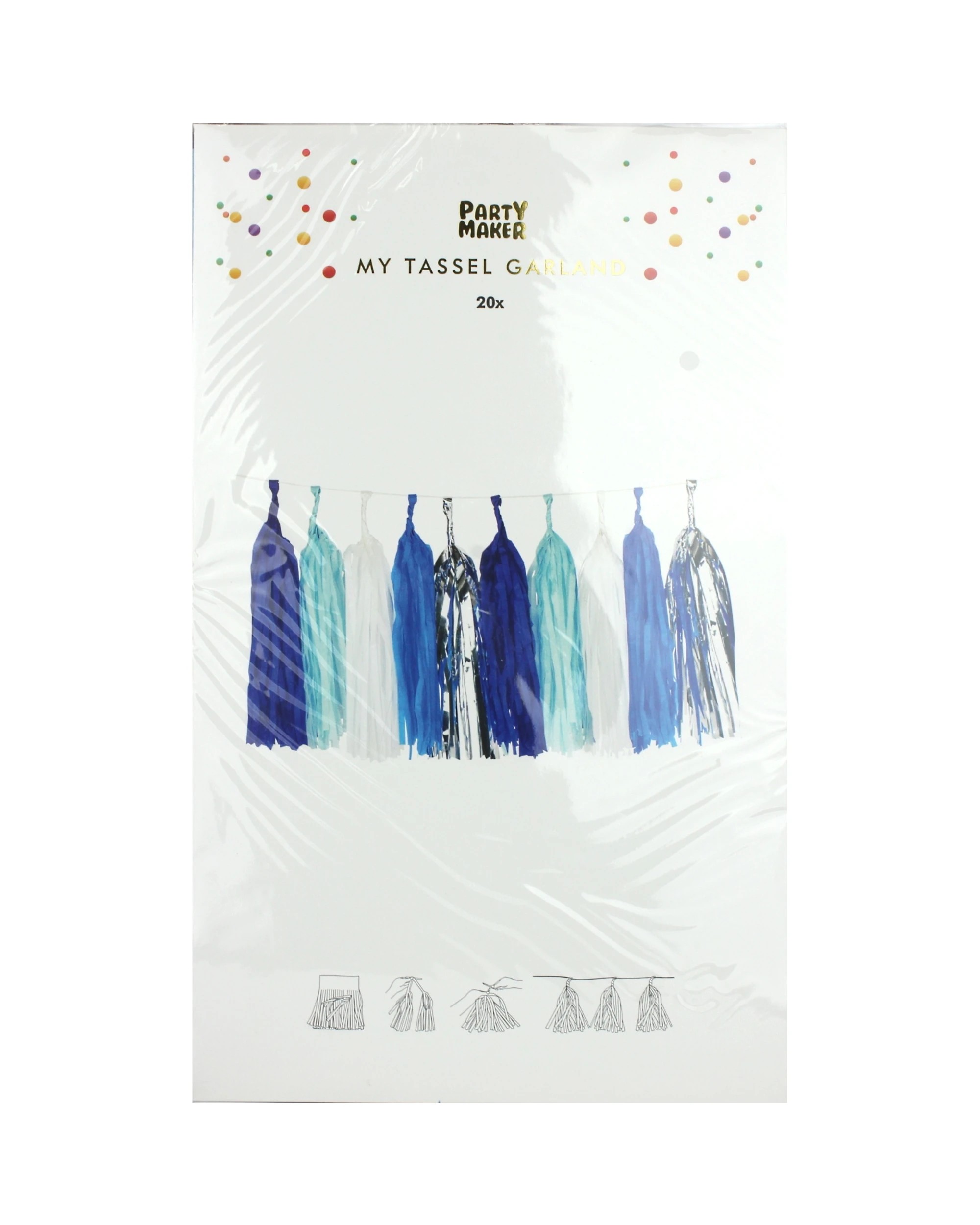 2 Partyrama Blue, White & Silver Tassel Garland Banner - Blue, white, silver, 2 of 3