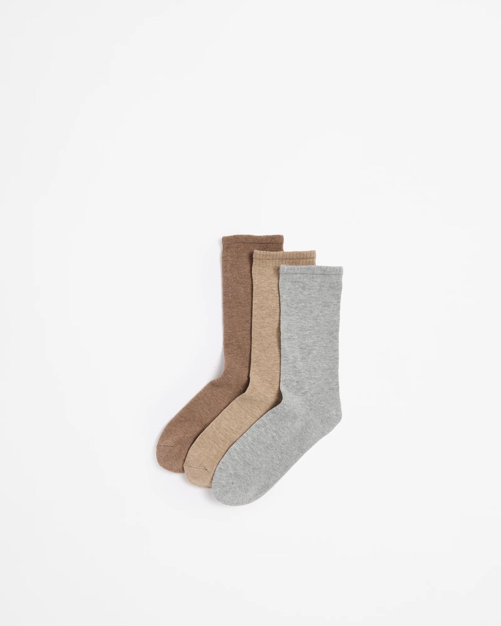 1 Australian Cotton Blend 3 Pack Comfort Crew Socks - Maxx NEUTRALS, 1 of 3