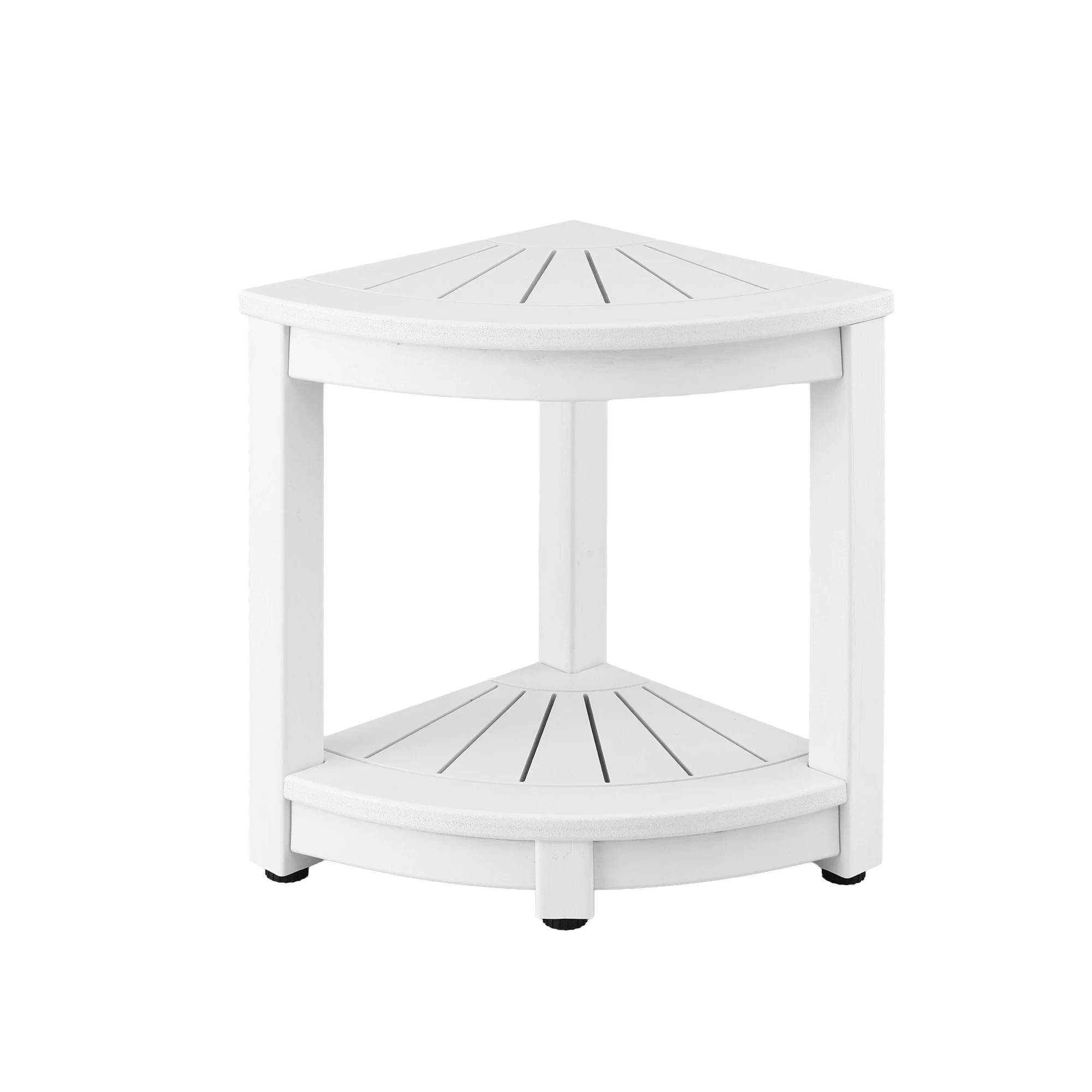 1 Gardeon Outdoor Coffee Side Table HDPE Desk Corner Shower Stool Bench Seat with Storage Shelf - White, 1 of 8