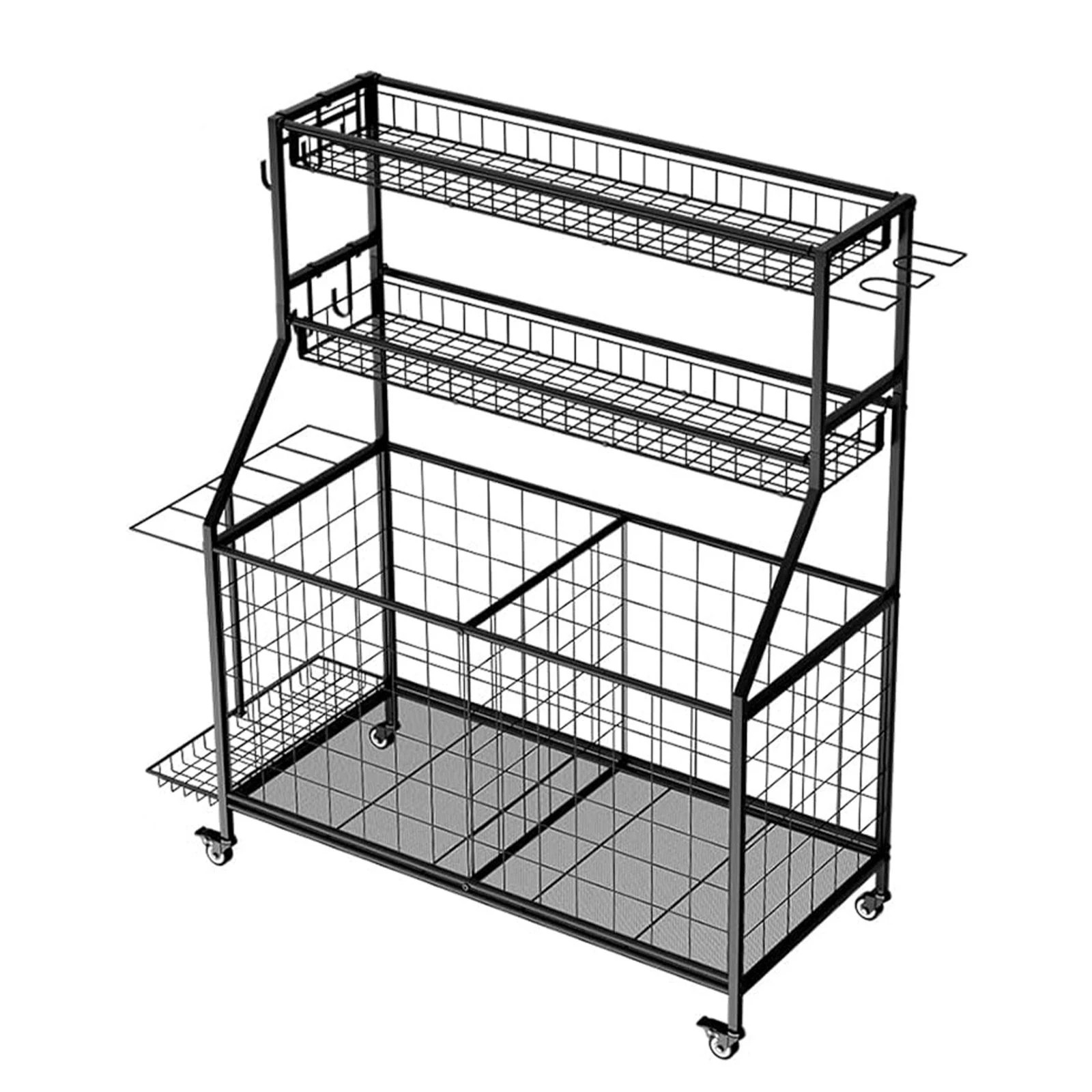 4 Ausway Sports Equipment Storage Trolley Rolling Garage Organiser Ball Cart, 4 of 7