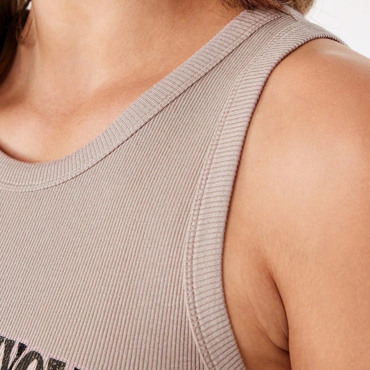 5 Sleeveless Printed Rib Crop Tank Canyon, 5 of 6