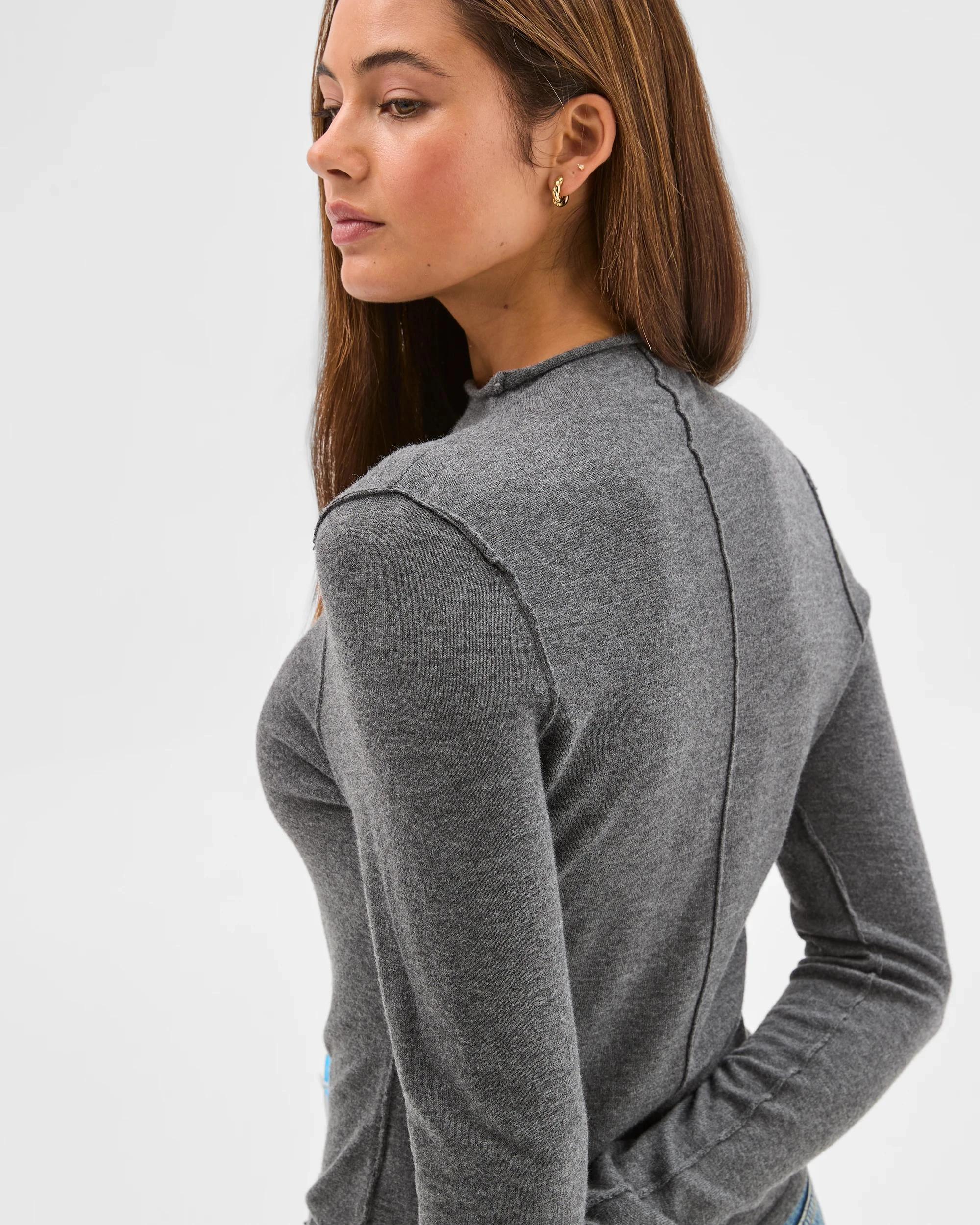 8 Lily Loves Exposed Seam Skivvy Top CHARCOAL MARLE, 8 of 8