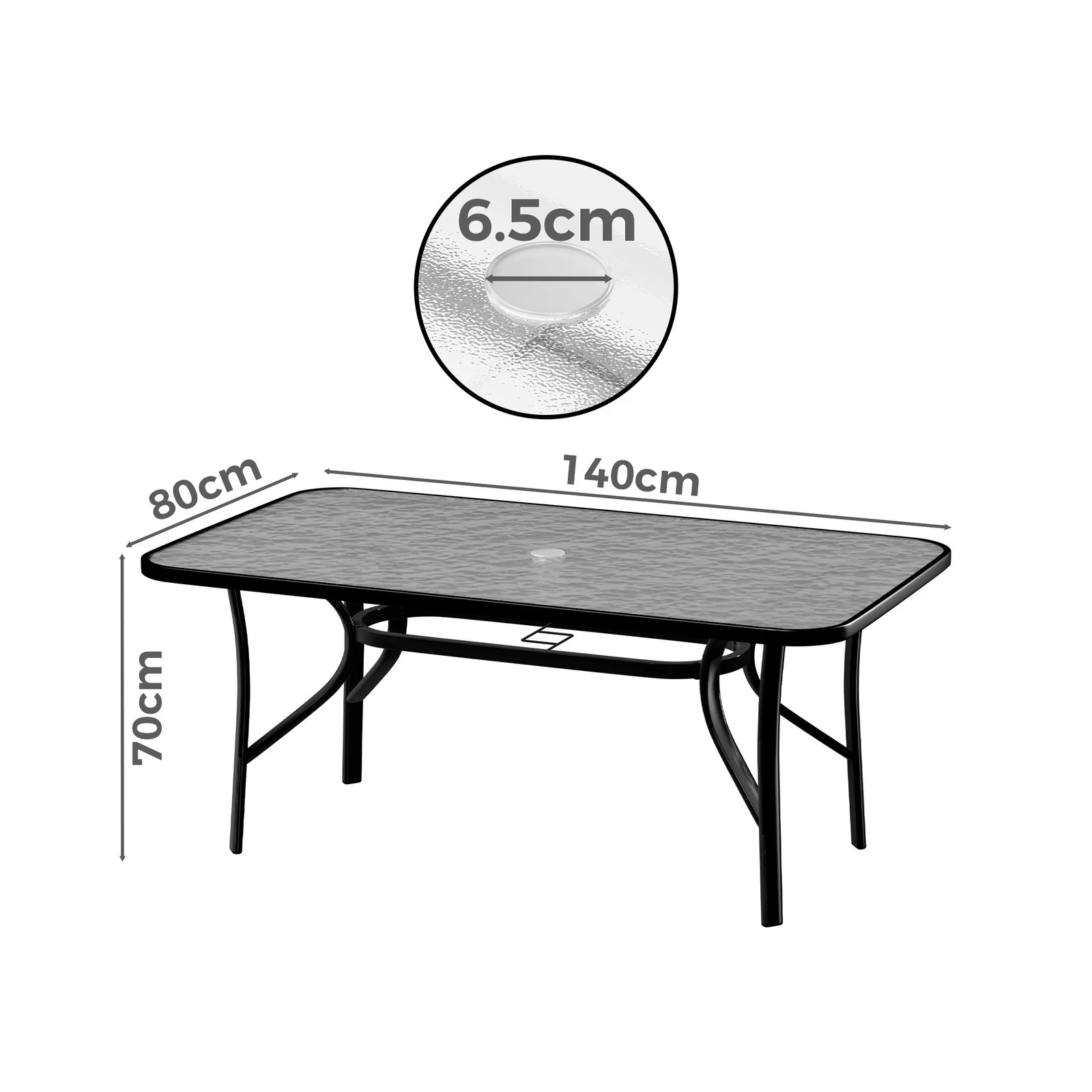 5 Alfordson Outdoor Furniture Patio Dining Table Garden 140CM X 80CM Glass - Black, 5 of 10