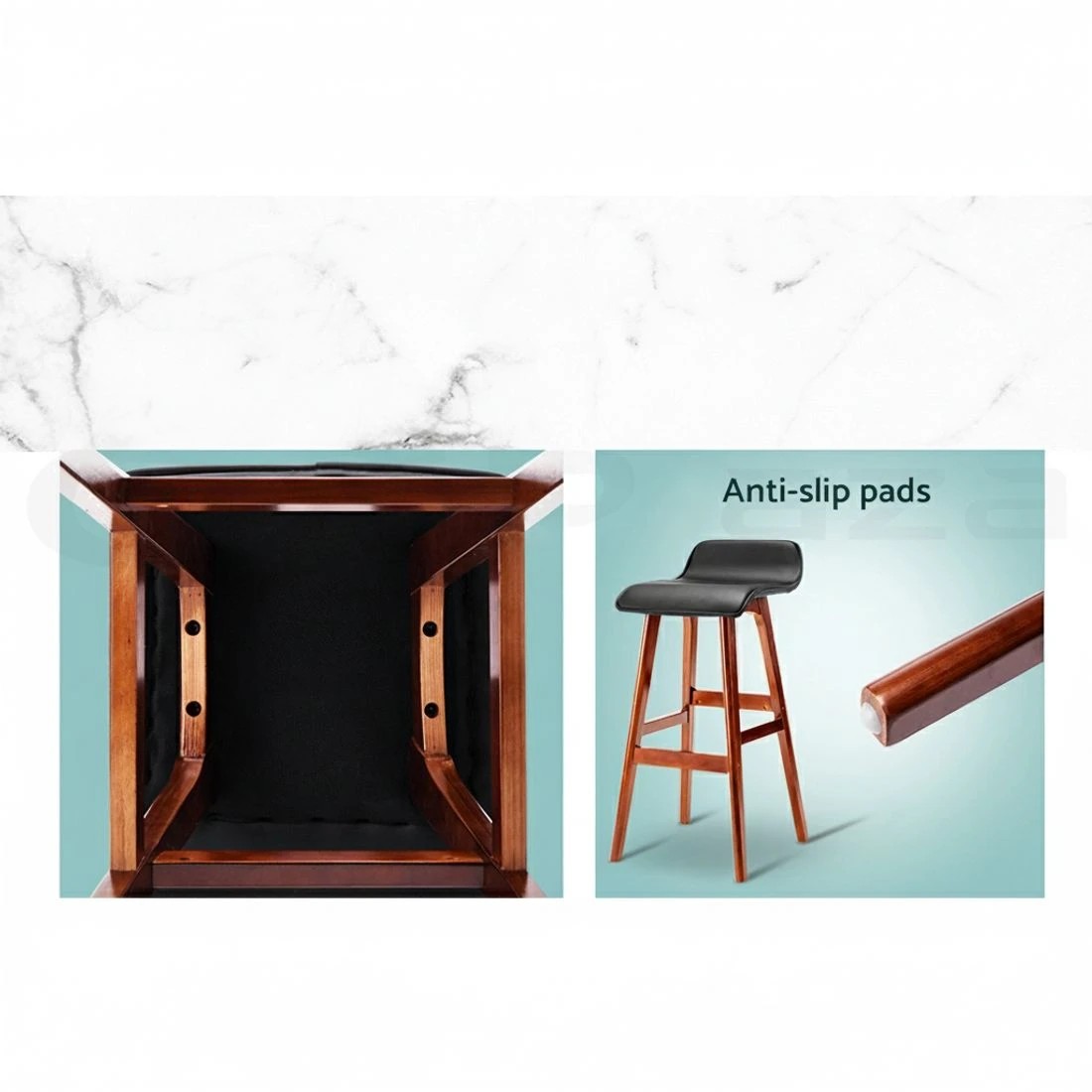 6 Artiss 4x Bar Stools Wooden Stool - Black, 6 of 6