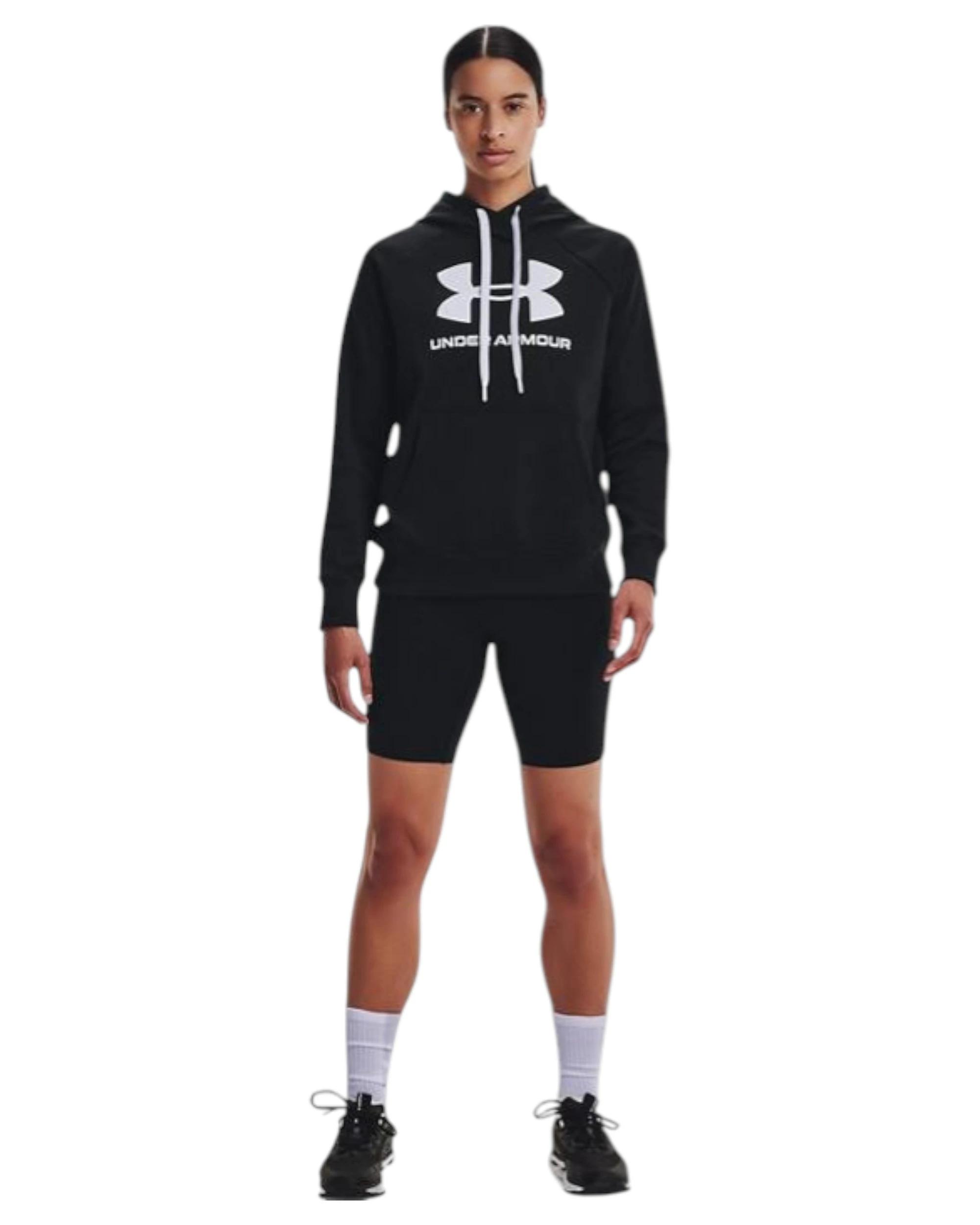 4 Under Armour Womens Black/White Rival Fleece Logo Hoodie BLACK/ WHITE, 4 of 5