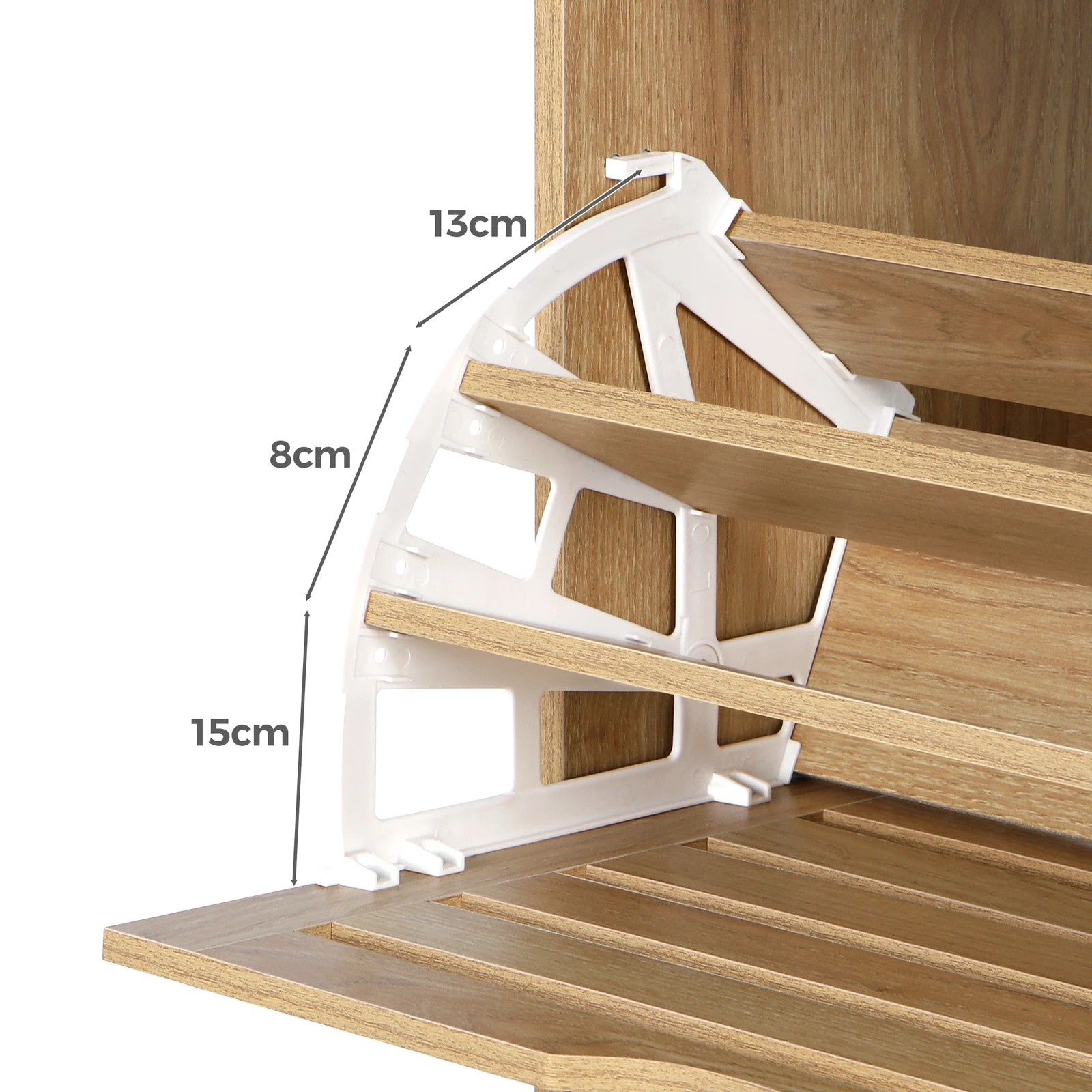6 Alfordson 2x Shoe Cabinet Organiser Storage Rack Flip Drawers - Oak, 6 of 10