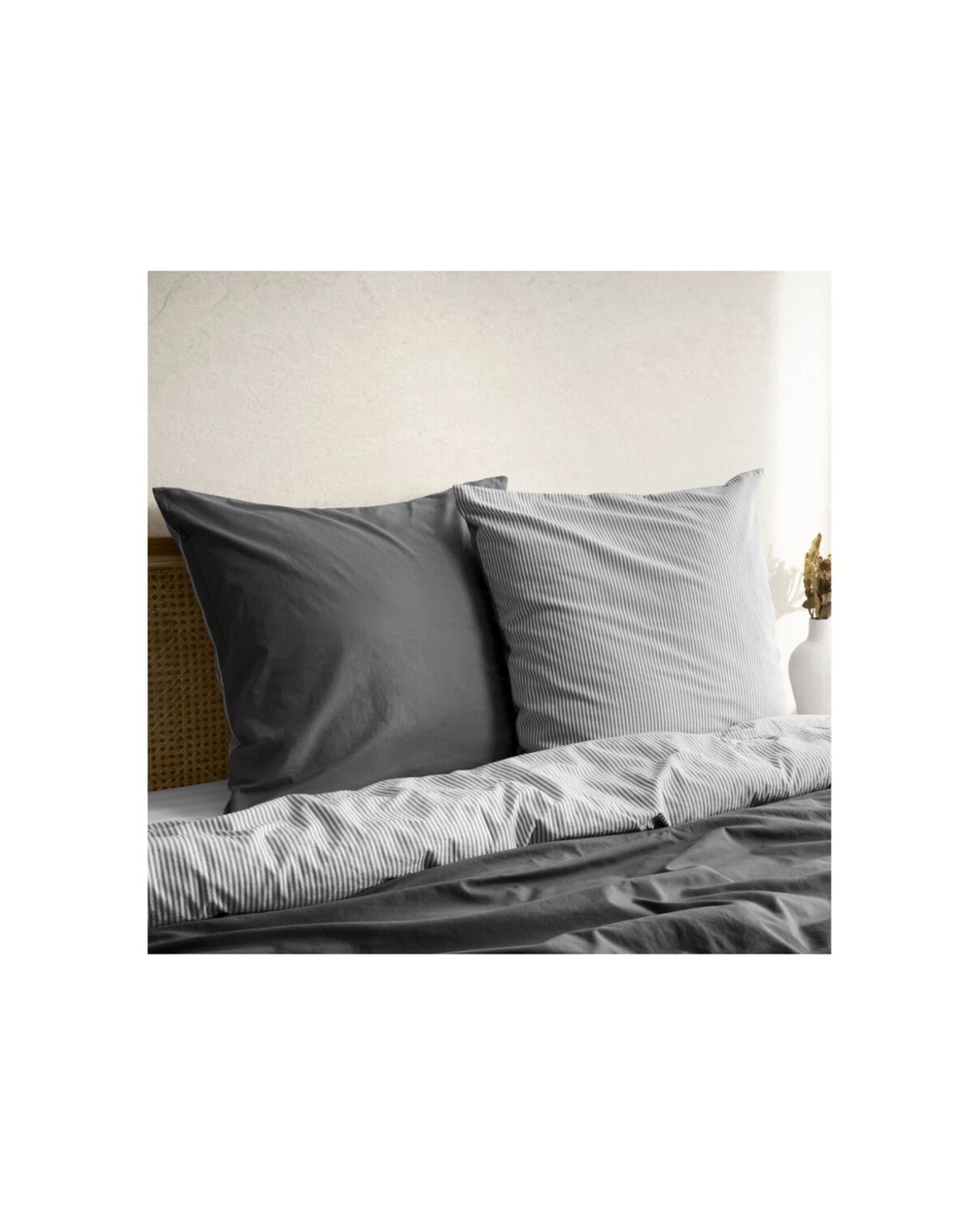 1 Tontine 8PK 225TC Cotton Reversible Vintage Stripes European Pillowcase - Charcoal, 1 of 1