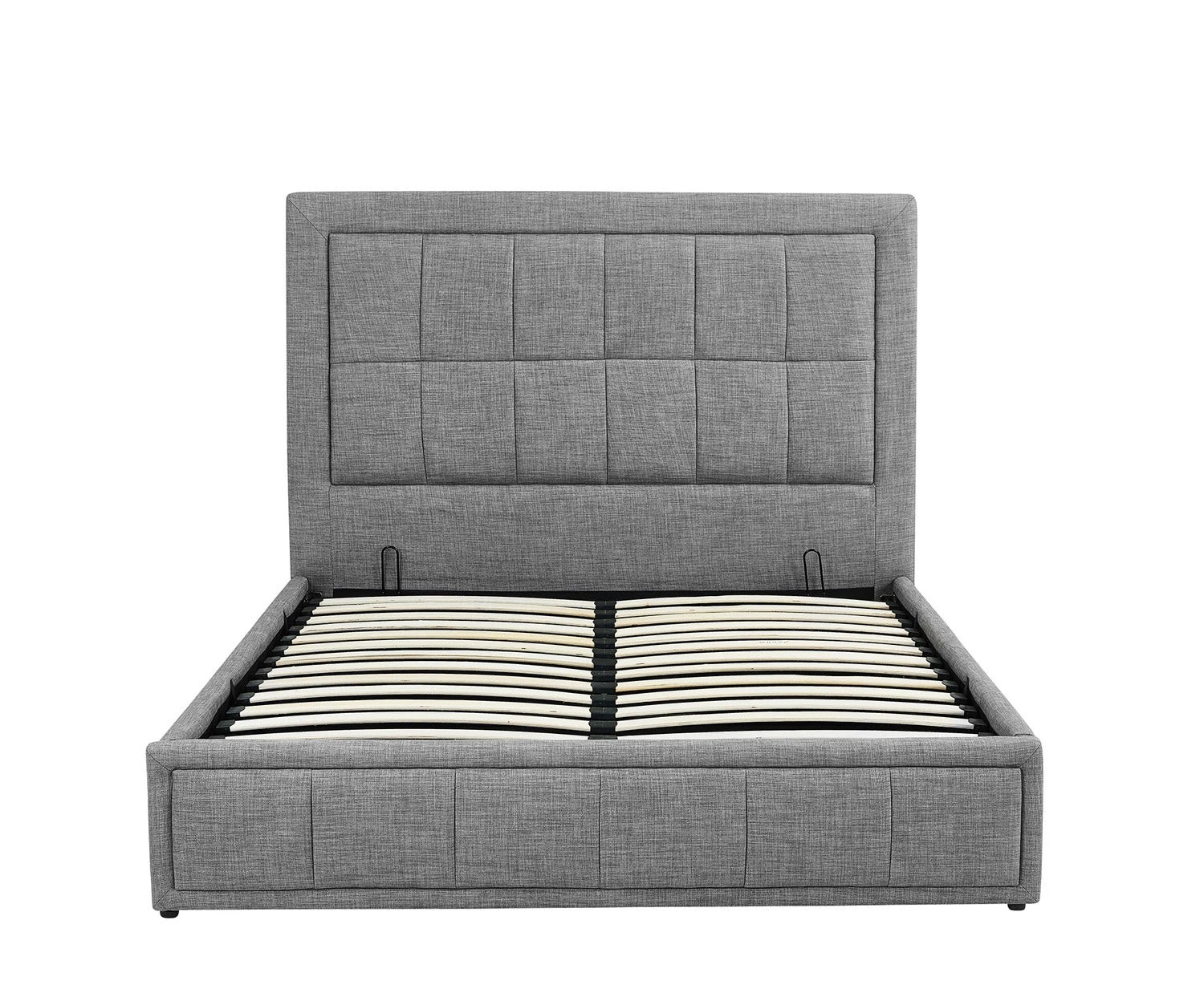 2 Foret Bed Frame Queen Gas Lift Storage Base Bedroom Furniture Fabric Gray Grey - One Size, 2 of 5