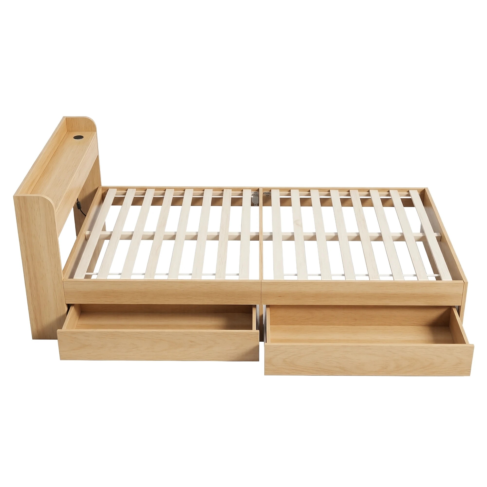 4 Artiss Single Bed Frame with 2 Storage Drawers Platform Bed Base with USB Ports Sturdy Wooden Slat - Black, 4 of 10