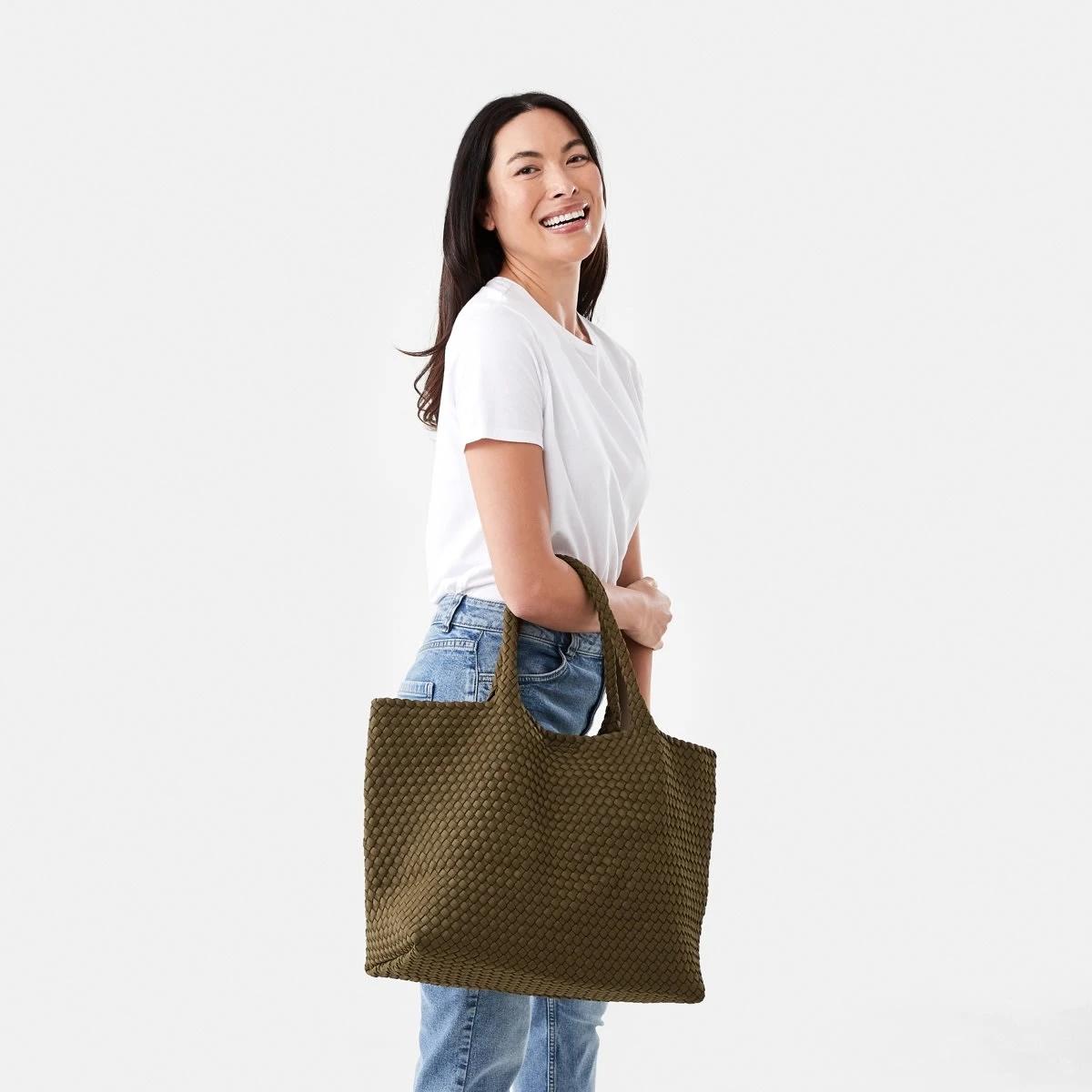 6 Weave Tote Bag KHAKI MOSS, 6 of 6