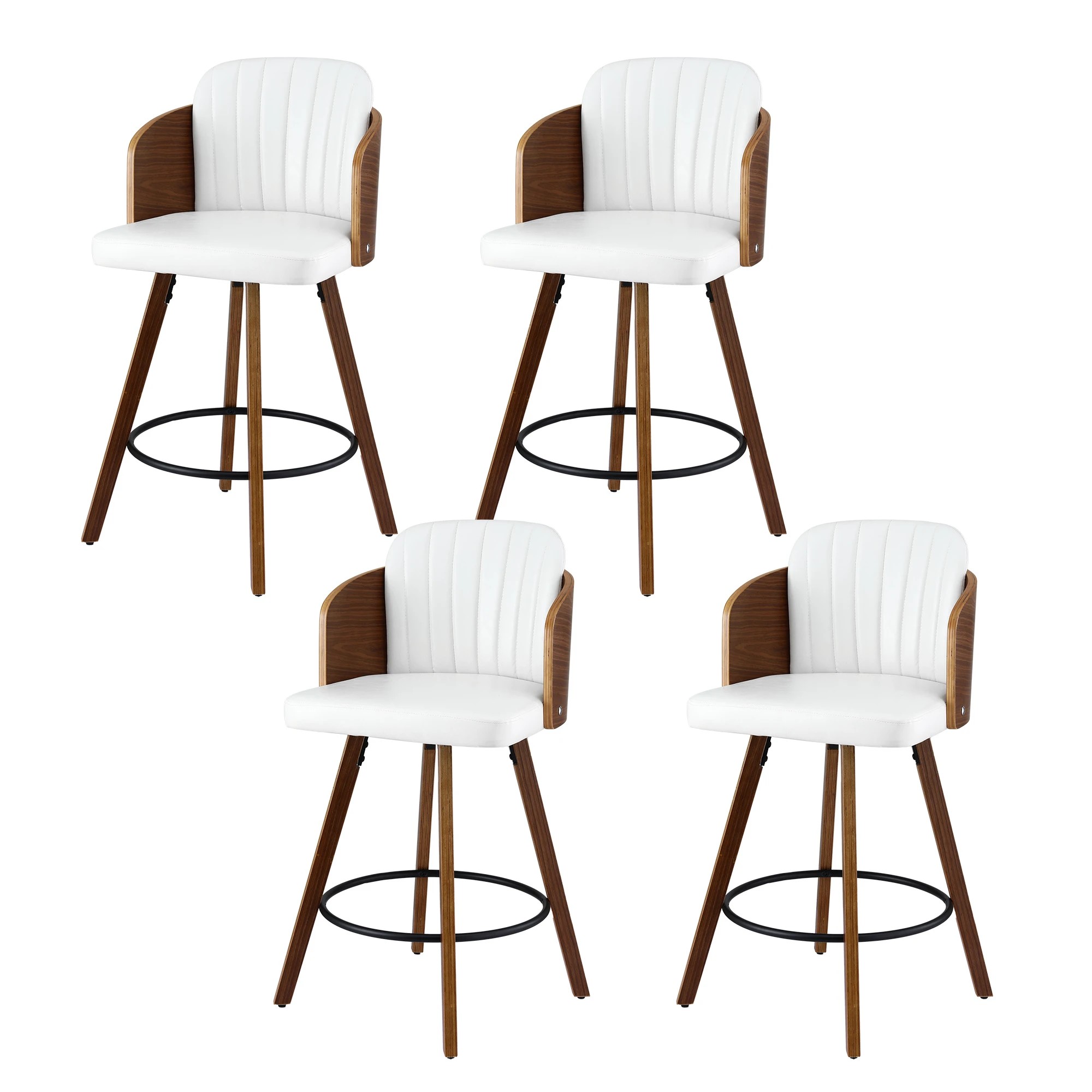 1 Artiss en Bar Stools Swivel Kitchen Counter Stool Chair 58cm Seat Height - White, 1 of 3