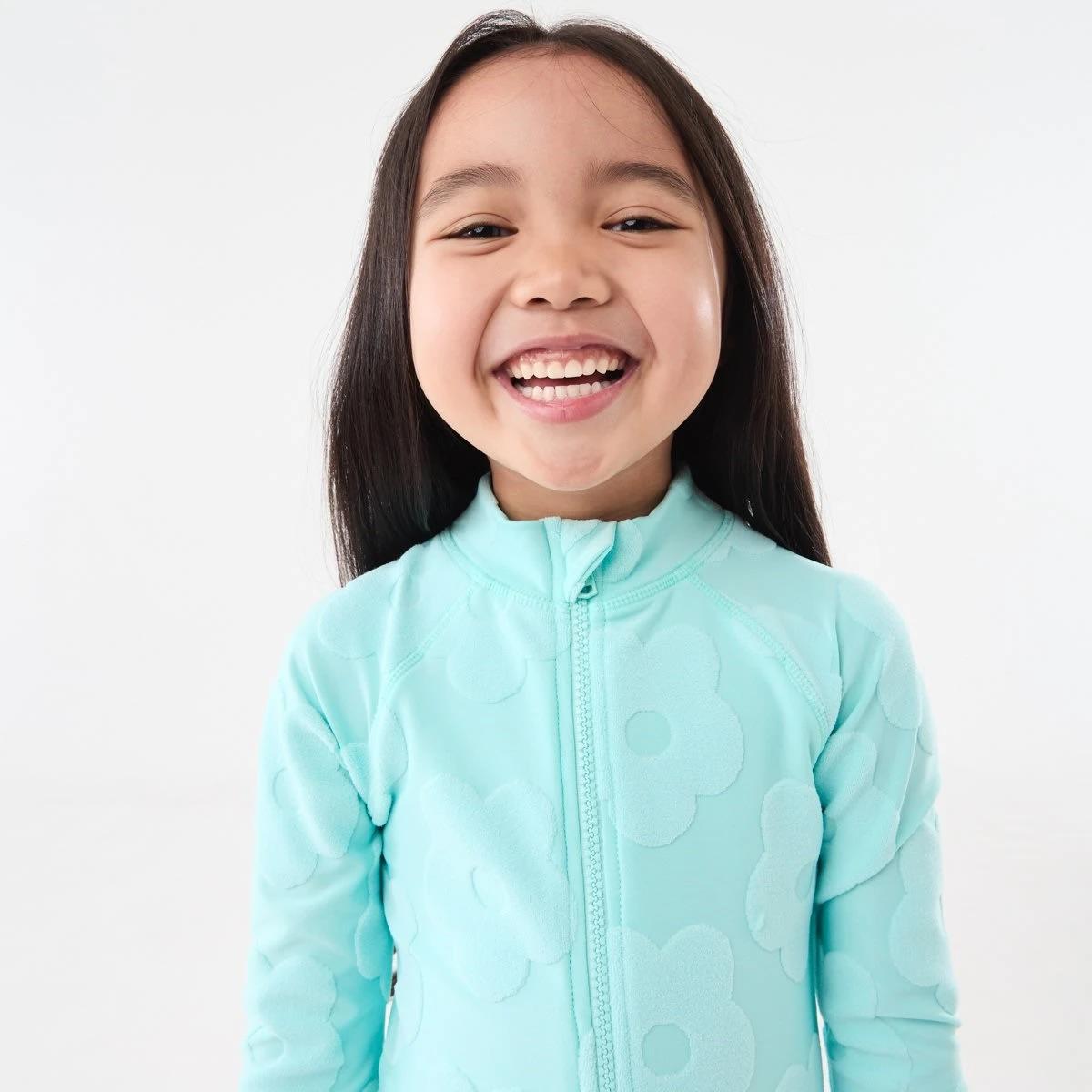 2 Long Sleeve One Piece Swimsuit Grn Daisy, 2 of 6