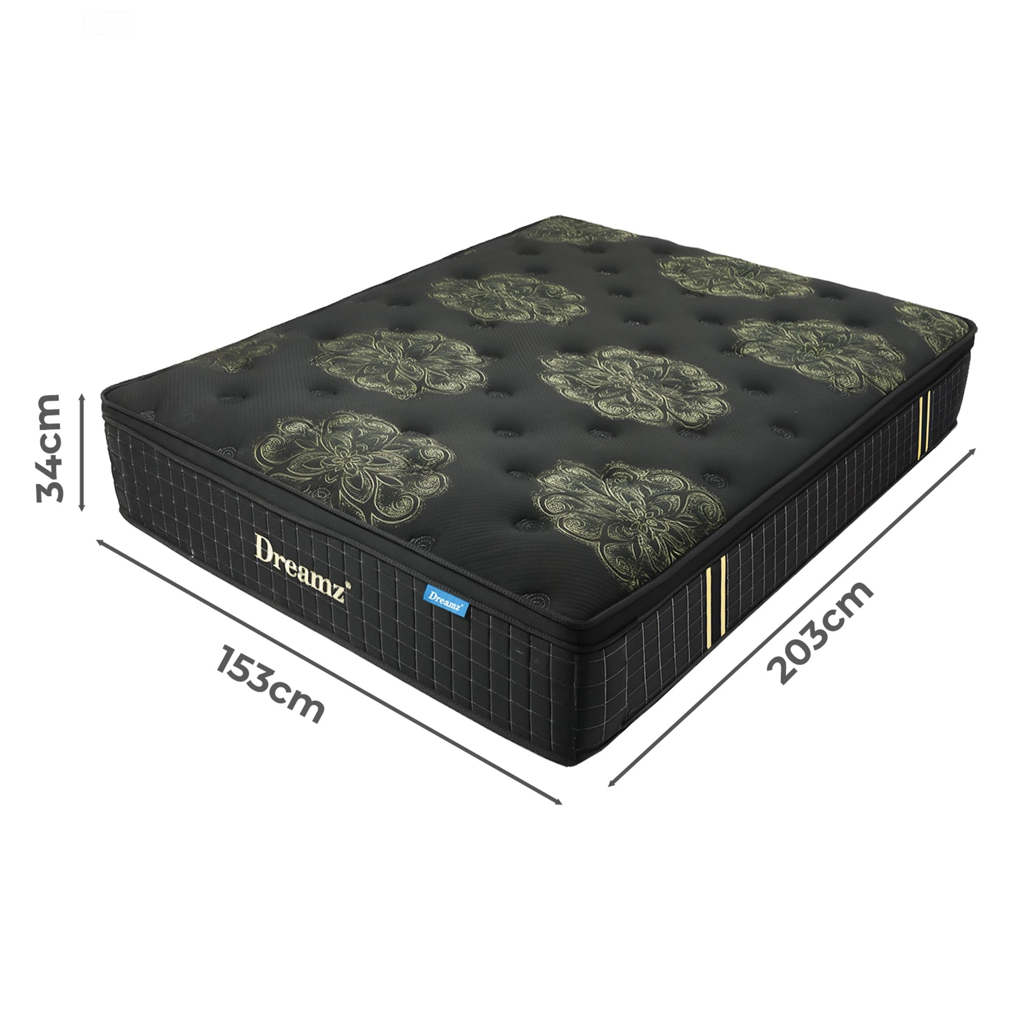 3 Dreamz Spring Mattress Bed Pocket Egg Crate Foam Medium Firm Queen 34CM - Queen Bed, 3 of 9