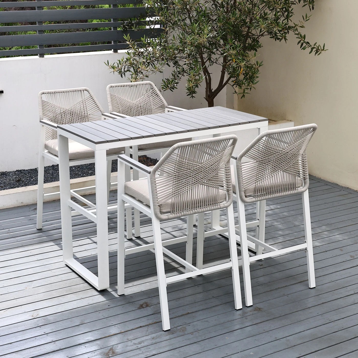 7 Moda Living Brighton White Aluminium 5-Piece Outdoor Bar Table & Stool Set - White, 7 of 10