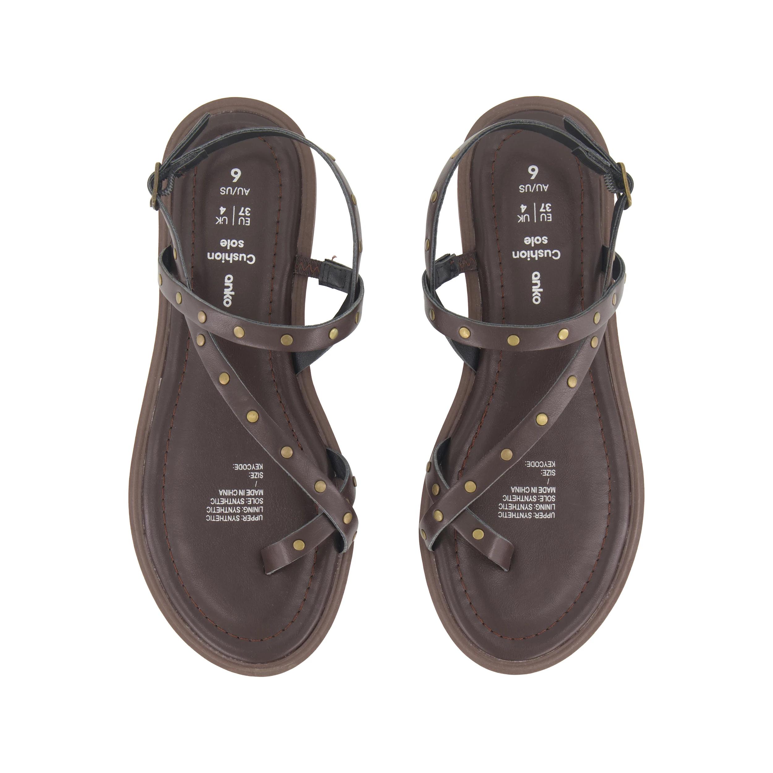 3 Strappy Studded Sandals Bittr Choc, 3 of 3