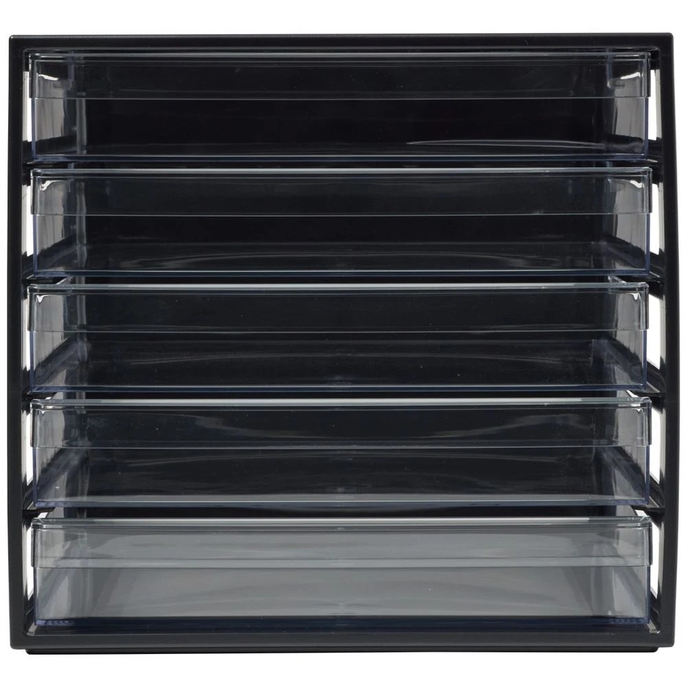 3 J.Burrows Desktop File Organiser 5 Drawer Black, 3 of 4