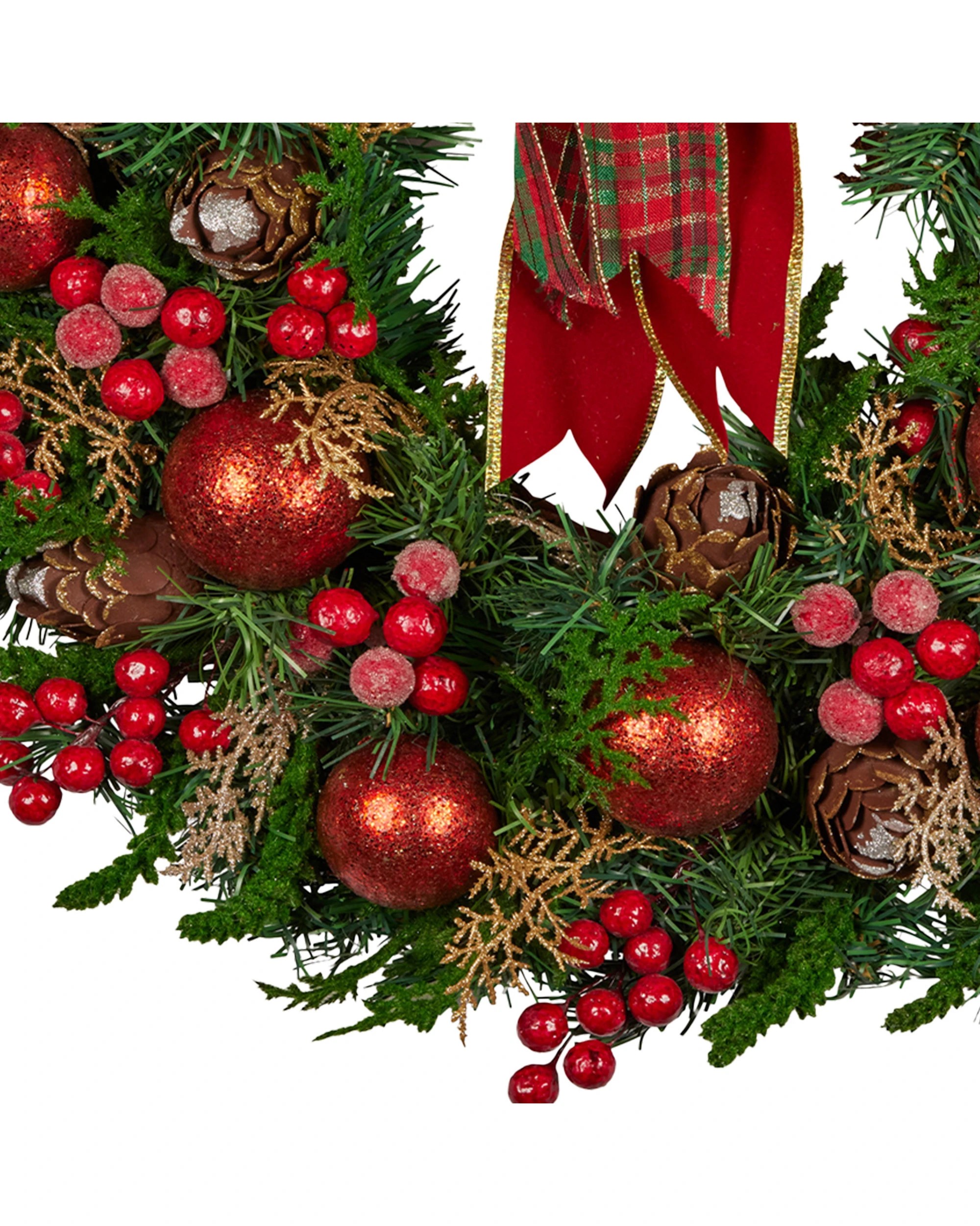 4 Christabelle Stunning 71cm Christmas Wreath Lush Red Baubles Berries Pine Cones And Bow Front Door Decoration, 4 of 10