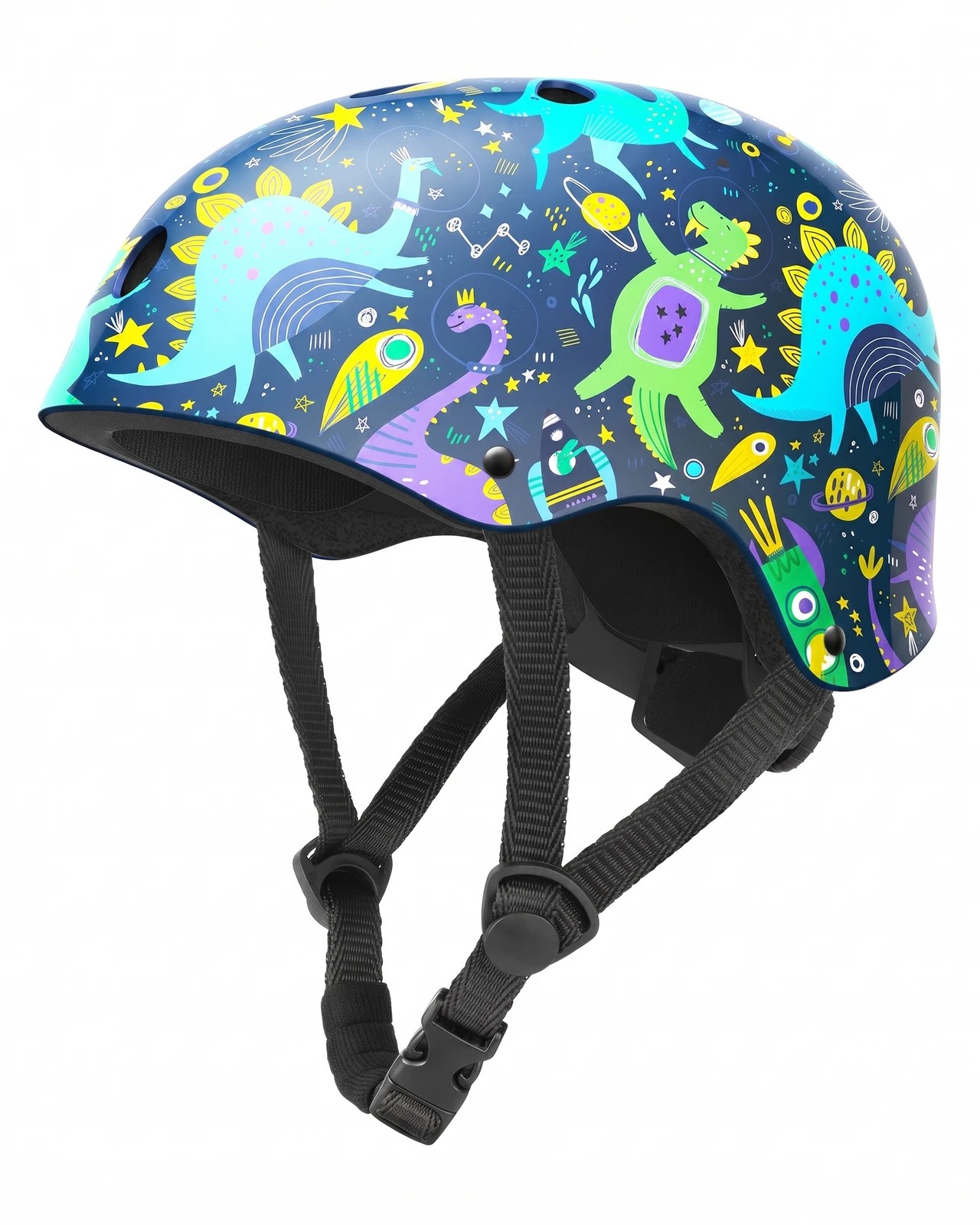 1 OutdoorMaster Kids Bike Helmet Adjustable Multi-Sport Skateboard Helmet Dinoverse Madness S - Blue, 1 of 6