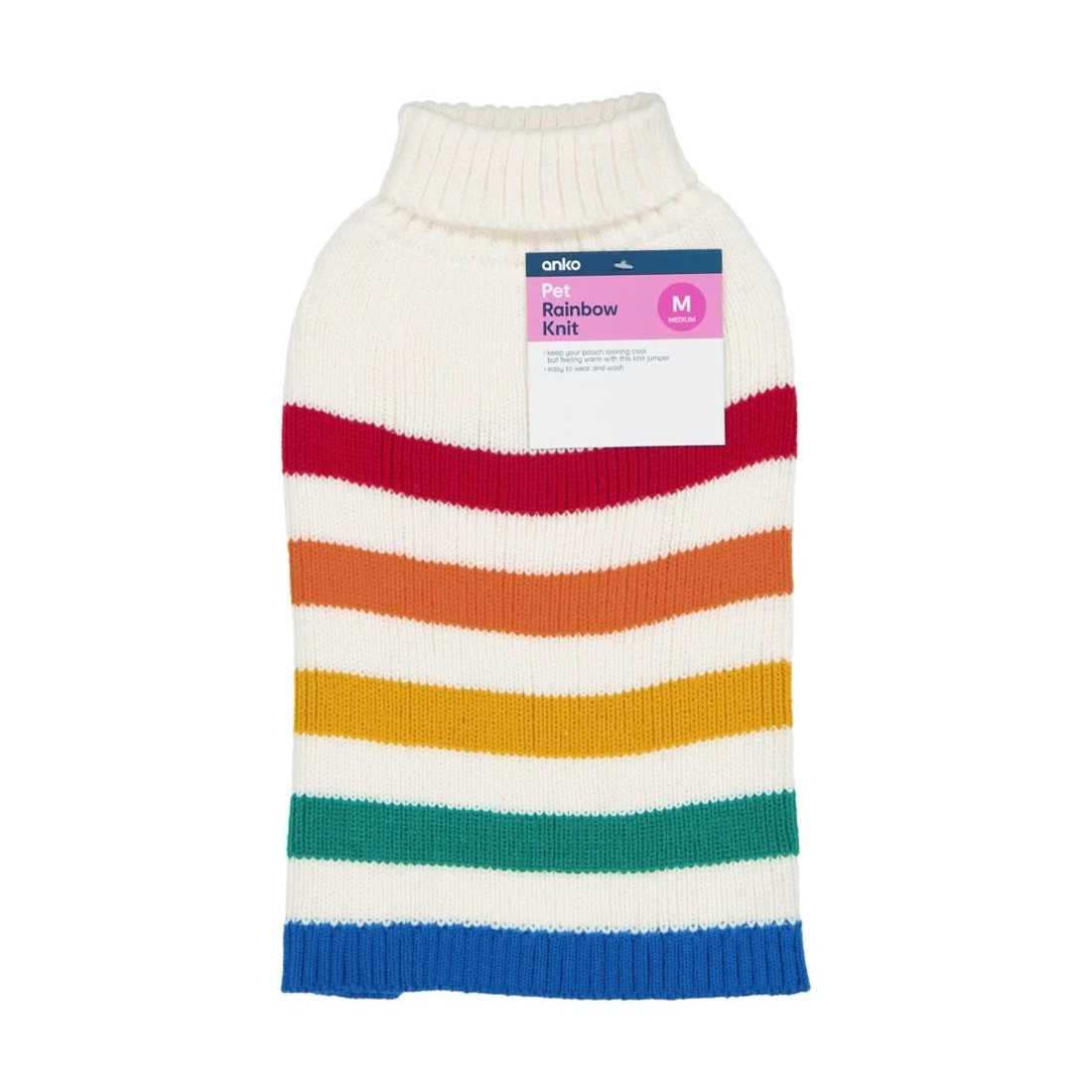 10 Pet Rainbow Knit Jumper - Medium, 10 of 10