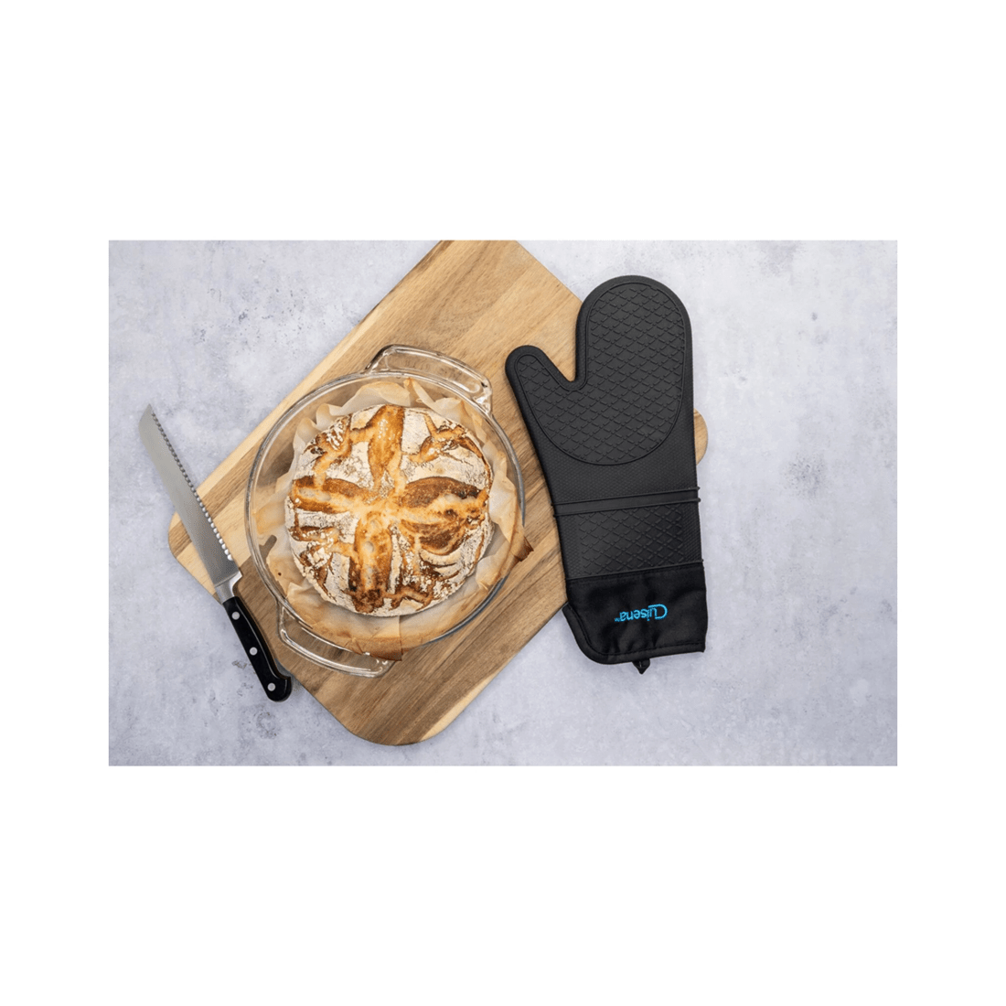 2 Cuisena Silicone And Fabric Kitchen Oven Glove Heat Resistant For Baking
 - Black, 2 of 5